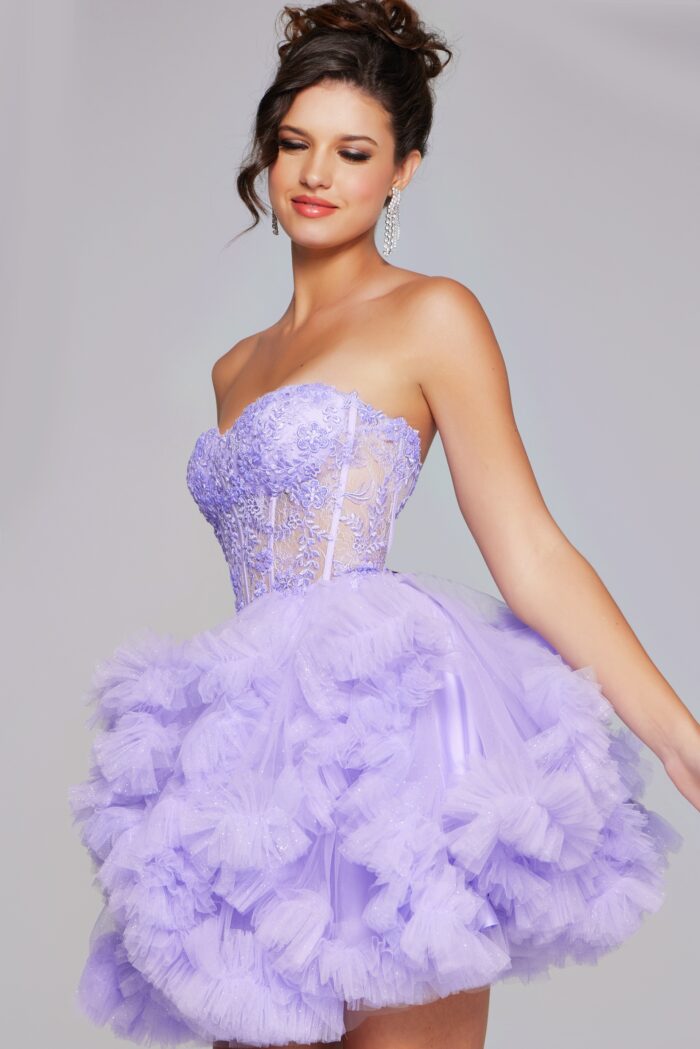 Cocktail Dresses A Line Short Ruffle Homecoming Cocktail Dress Lilac