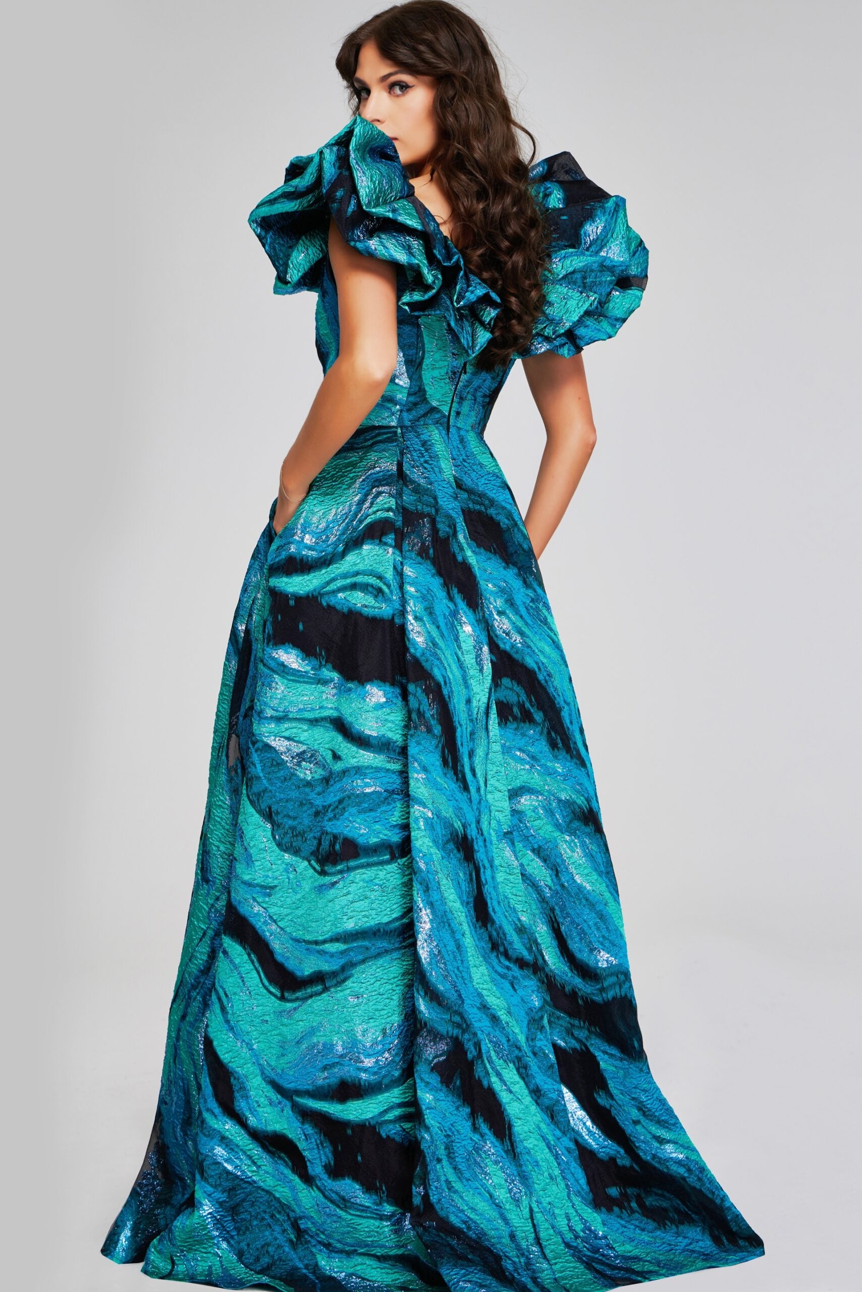 Formal Dresses Long Printed A Line Formal Evening Dress Teal/Multi