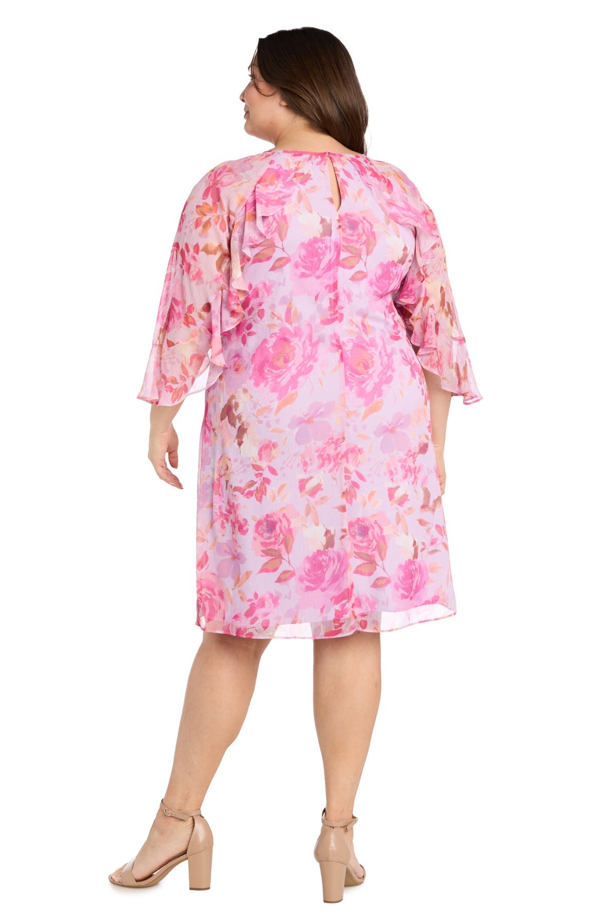 Plus Size Dresses Short Floral Ruffle Plus Size Dress Lavender/Rose