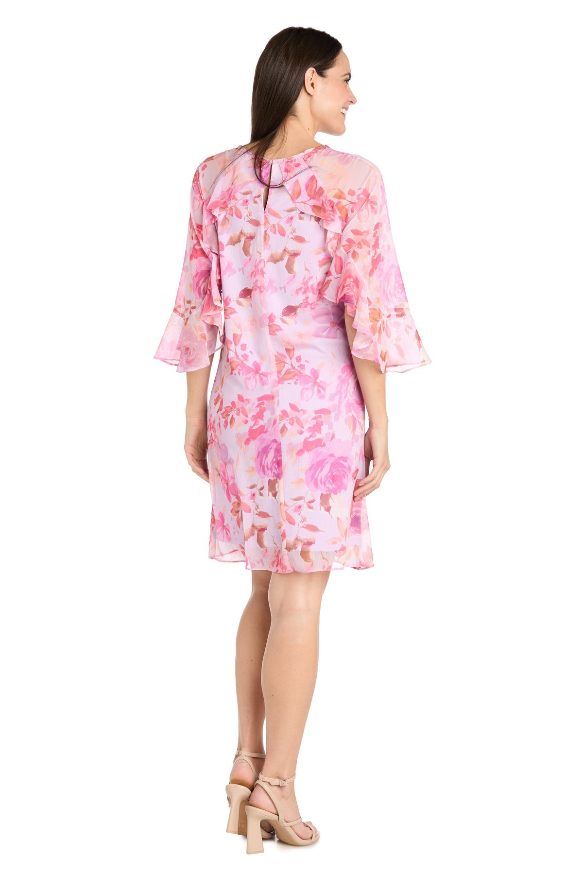 Cocktail Dresses Ruffle Short Petite Floral Cocktail Dress Lavender/Rose