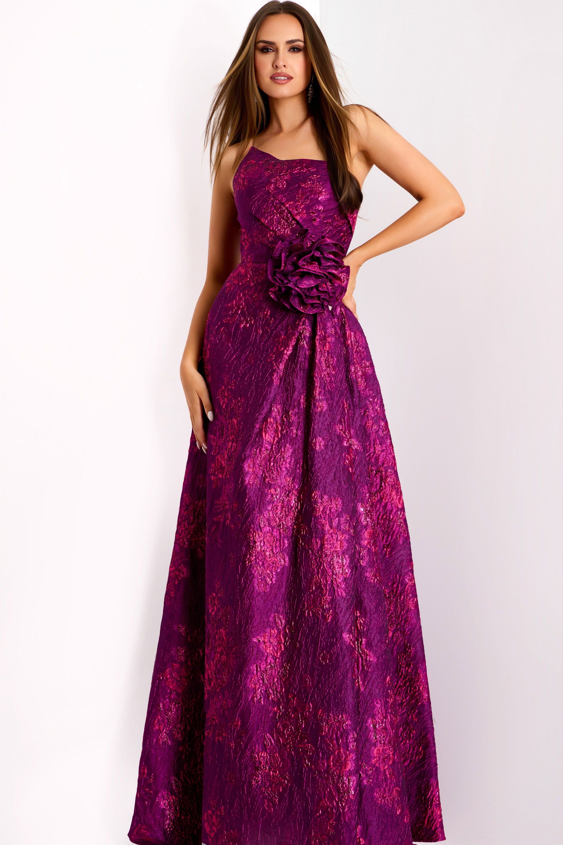 Prom Dresses Long Formal A Line Floral Evening Prom Dress Jovani 40780 Fuchsia