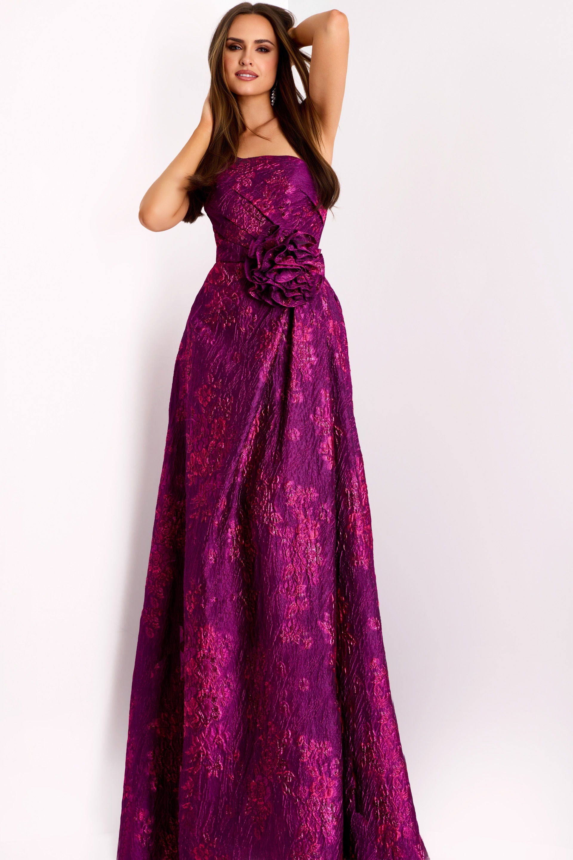 Prom Dresses Long Formal A Line Floral Evening Prom Dress Jovani 40780 Fuchsia