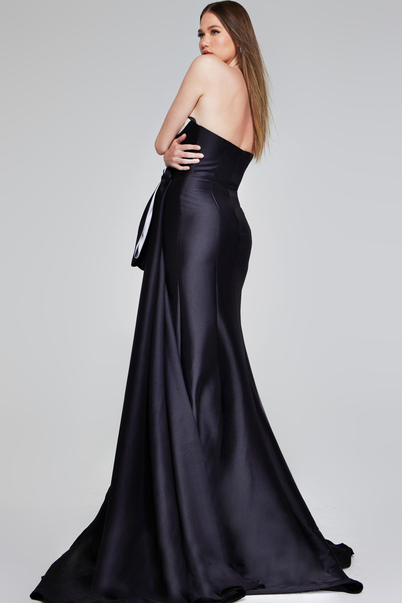 Prom Dresses Long Fitted Formal Two Tone Prom Dress Black/Ivory