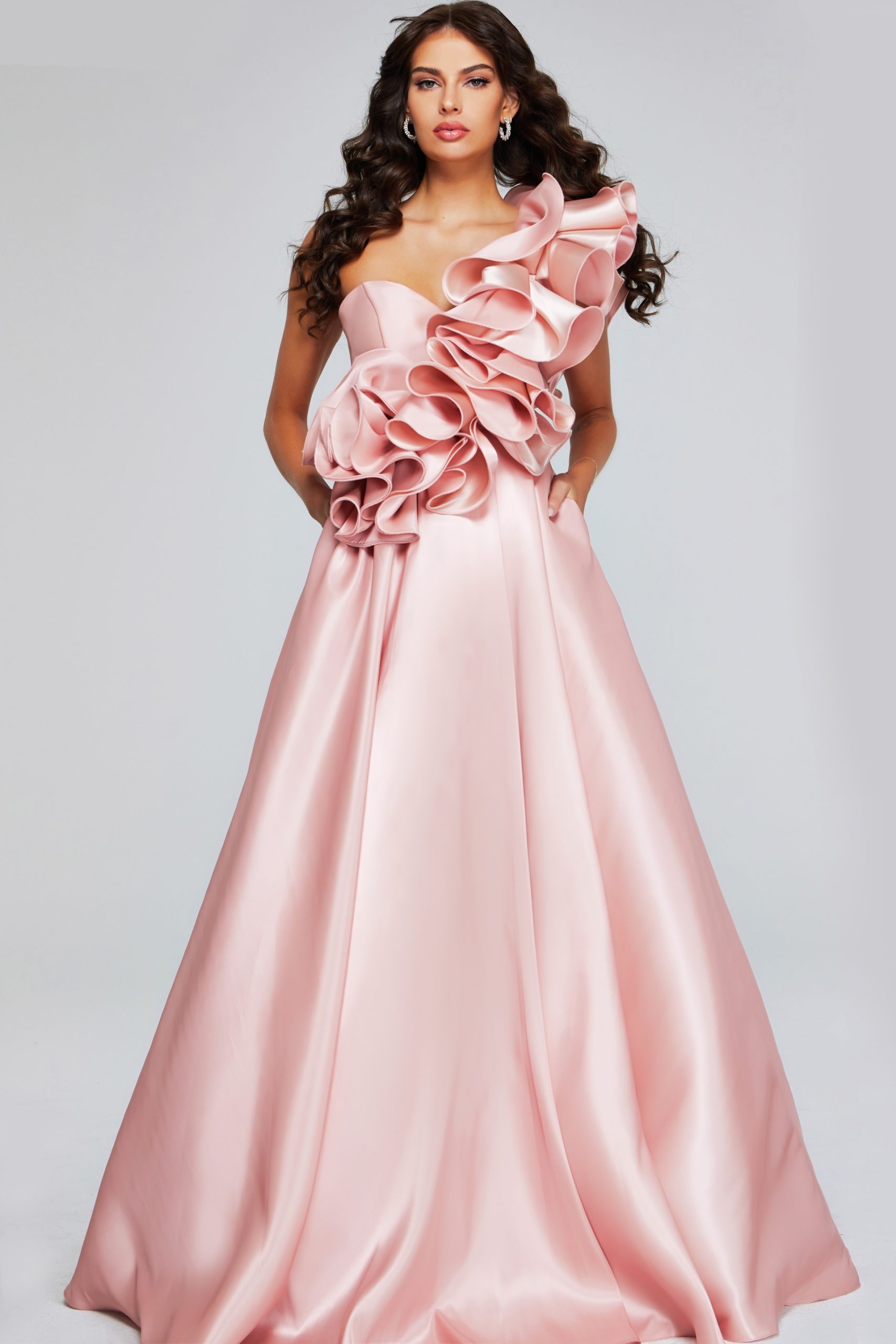 Prom Dresses A Line Long Formal Ruffled Prom Dress Blush