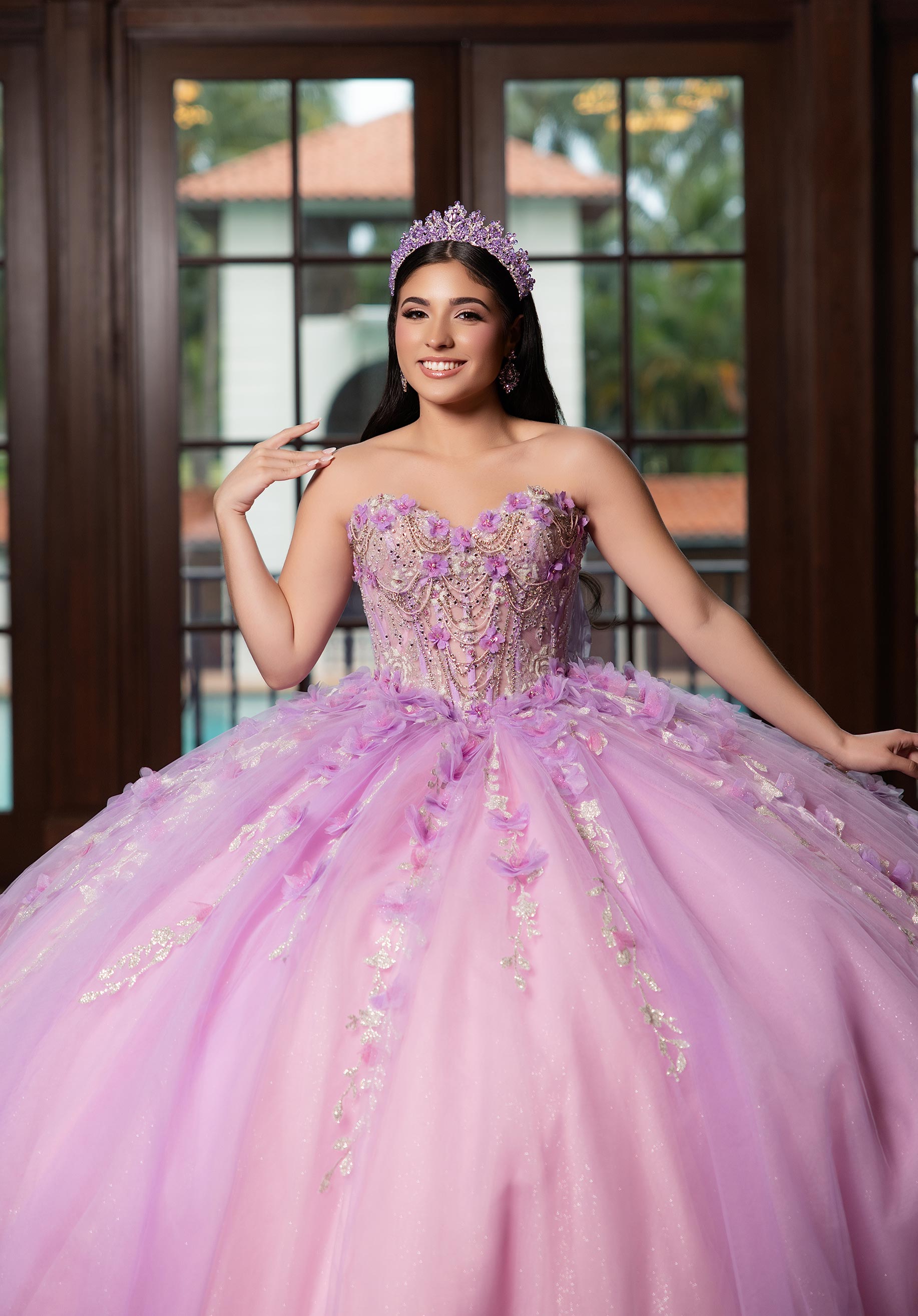 Off-the-Shoulder Floor-Length Tulle Quinceañera Ball Gown MGNY Madeline Gardner New York 4080001