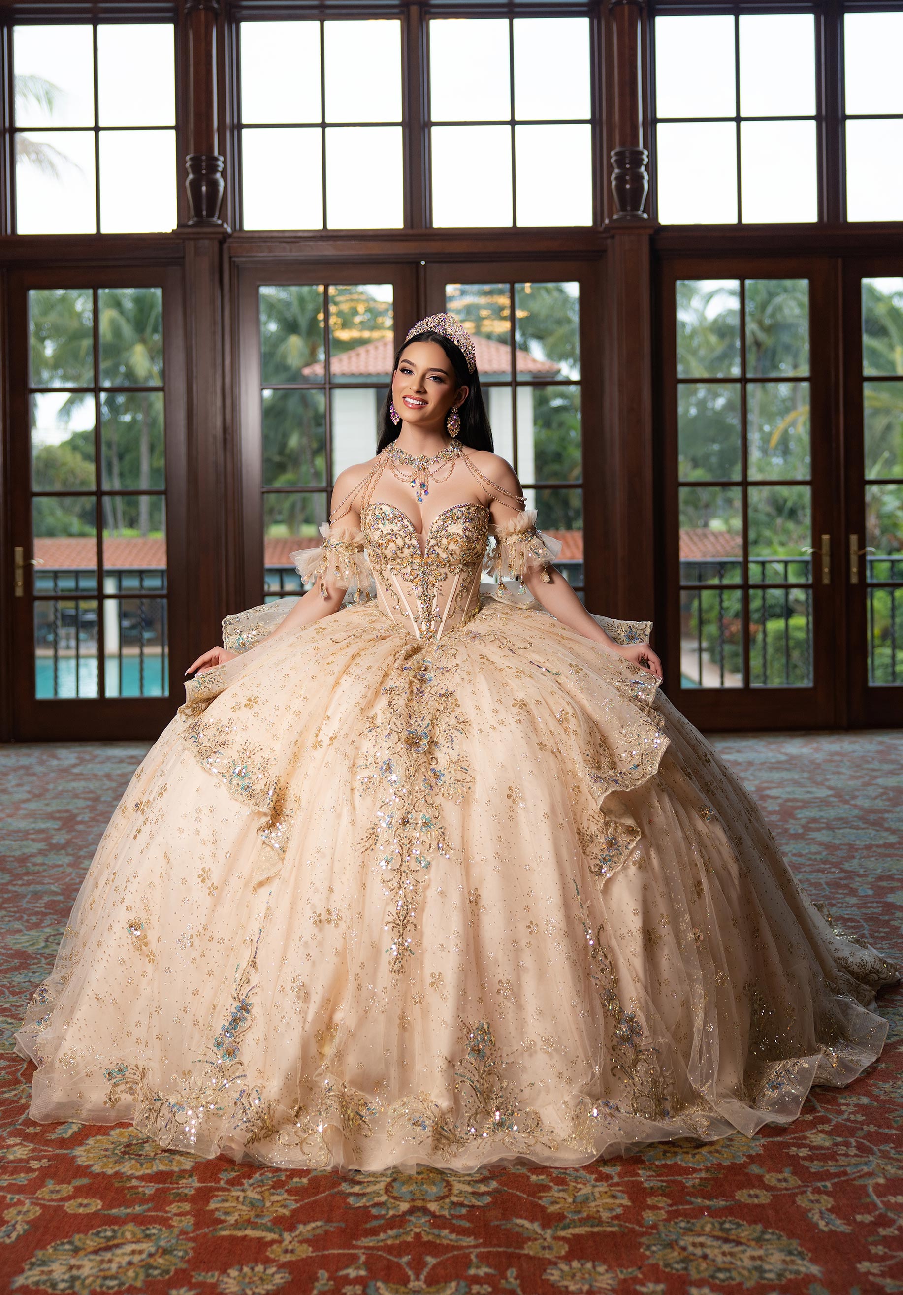 Sweetheart Floor-Length Tulle Quinceañera Ball Gown MGNY Madeline Gardner New York 4080002