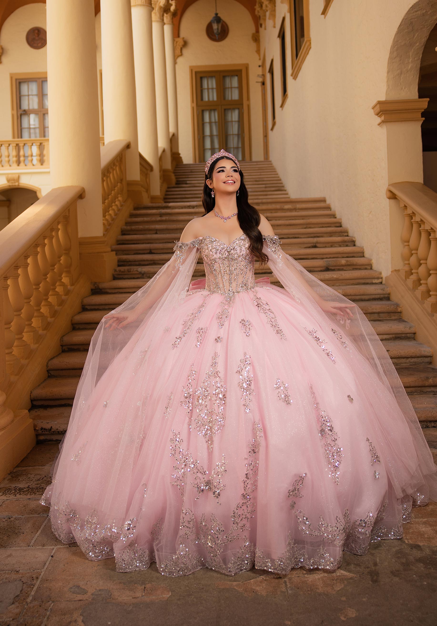 Off-the-Shoulder Floor-Length Tulle Quinceañera Ball Gown MGNY Madeline Gardner New York 4080004
