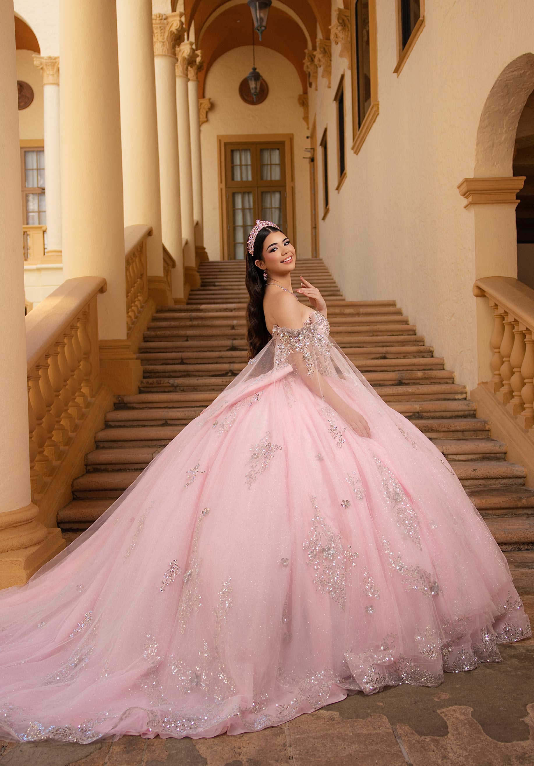 Off-the-Shoulder Floor-Length Tulle Quinceañera Ball Gown MGNY Madeline Gardner New York 4080004