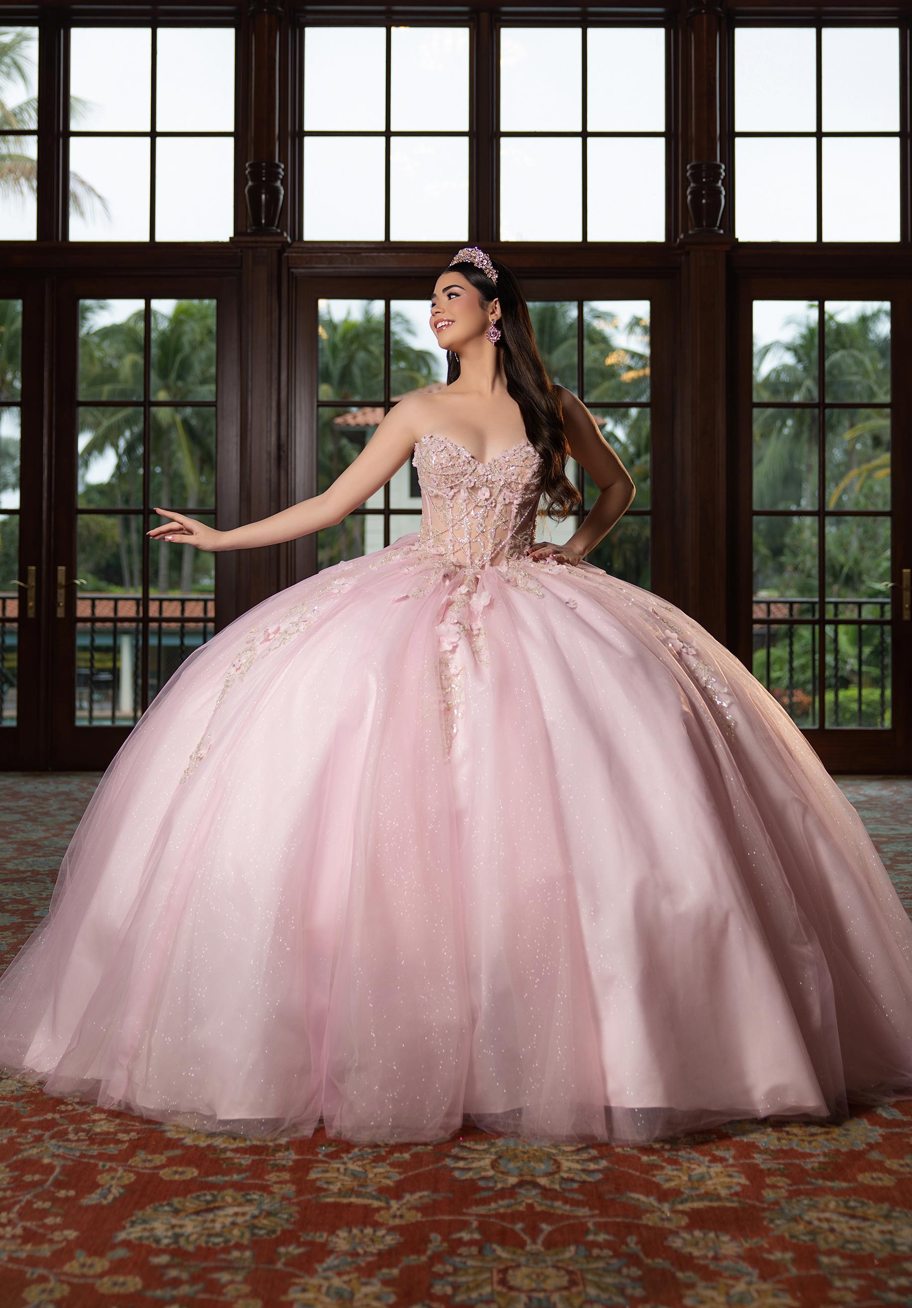 Sweetheart Floor-Length Tulle Quinceañera Ball Gown MGNY Madeline Gardner New York 4080023