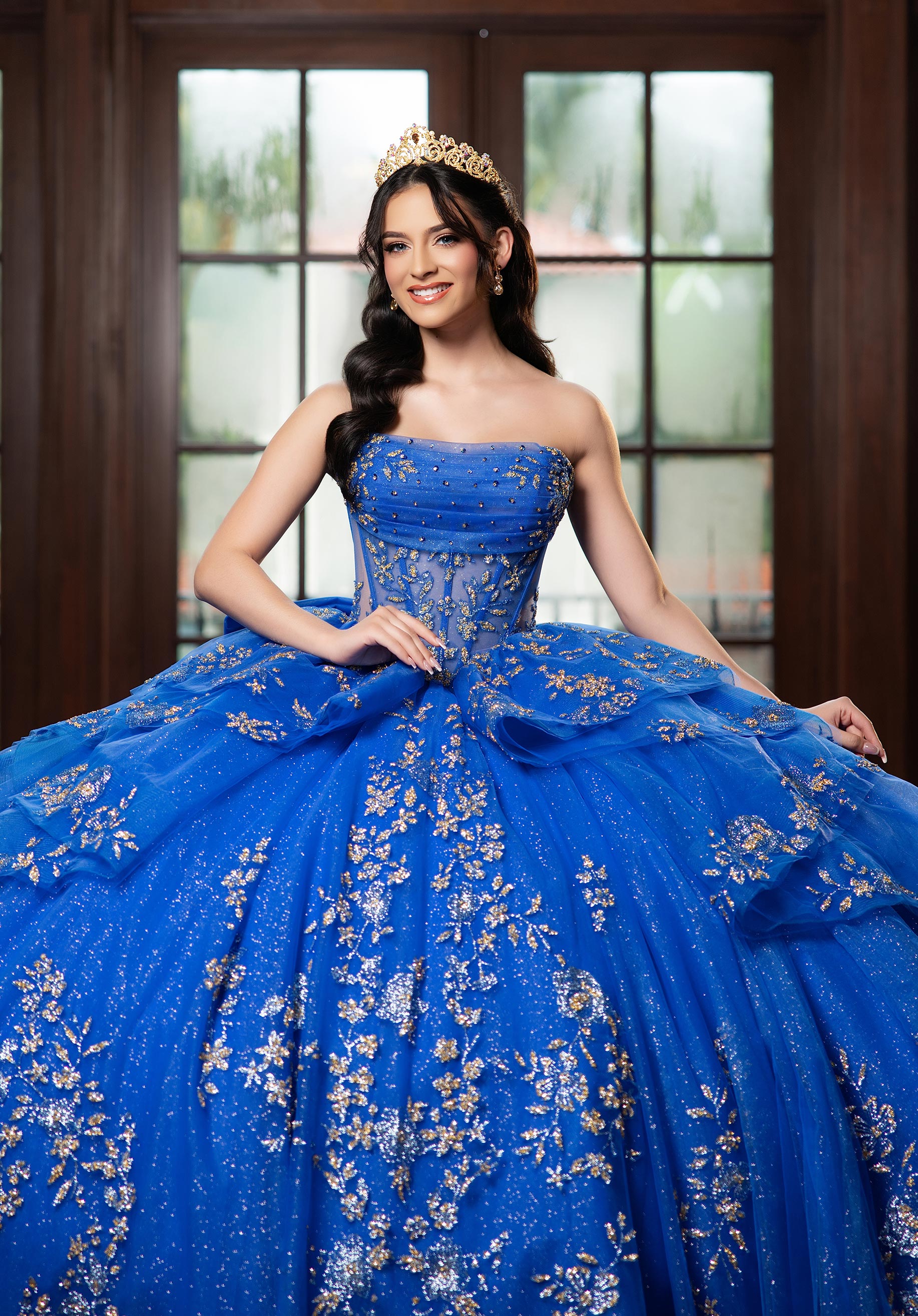 Off-the-Shoulder Floor-Length Tulle Quinceañera Ball Gown MGNY Madeline Gardner New York 4080027