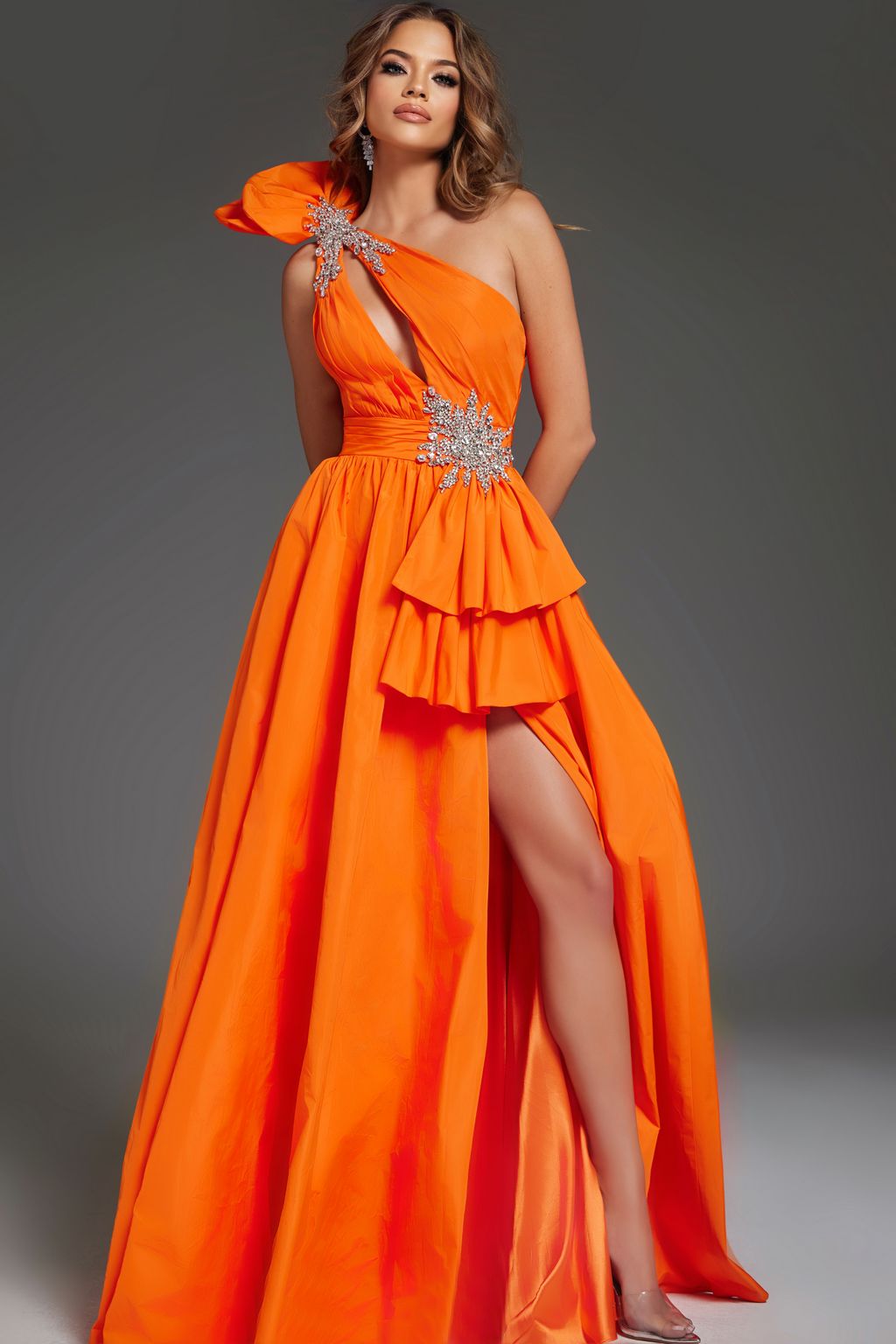 Prom Dresses A Line Long Formal Beaded Prom Dress Orange