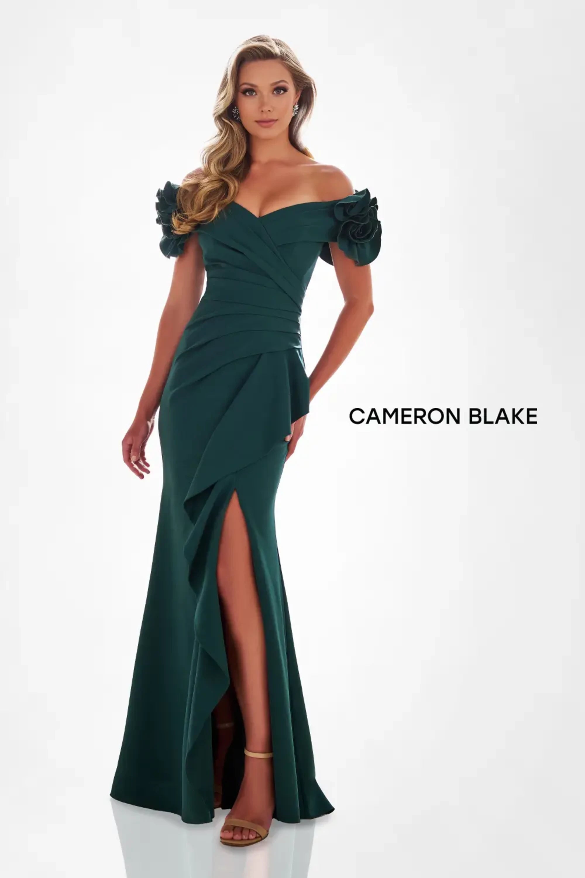 Formal Dresses Pleated Long Formal Slit Evening Gown Spruce