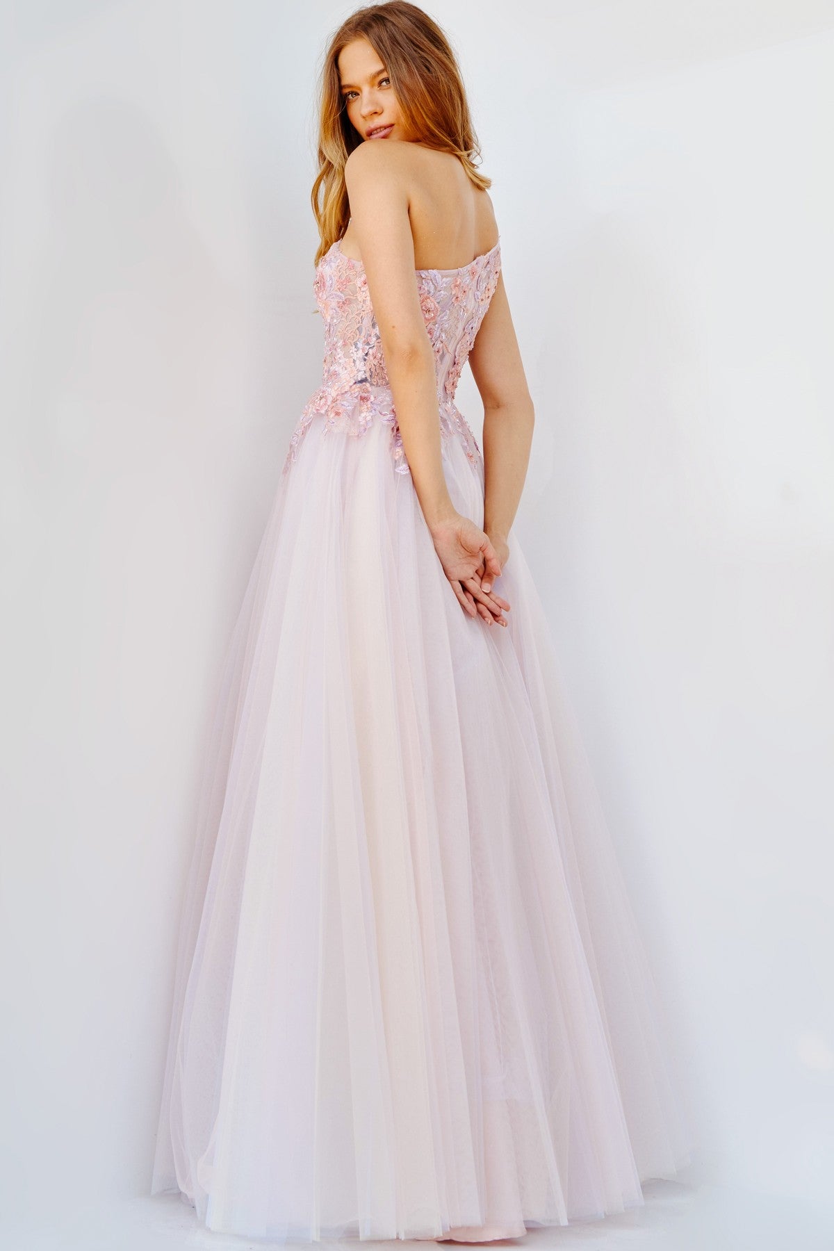 Prom Dresses Floral Ball Gown Long Formal Prom Dress Blush Multi