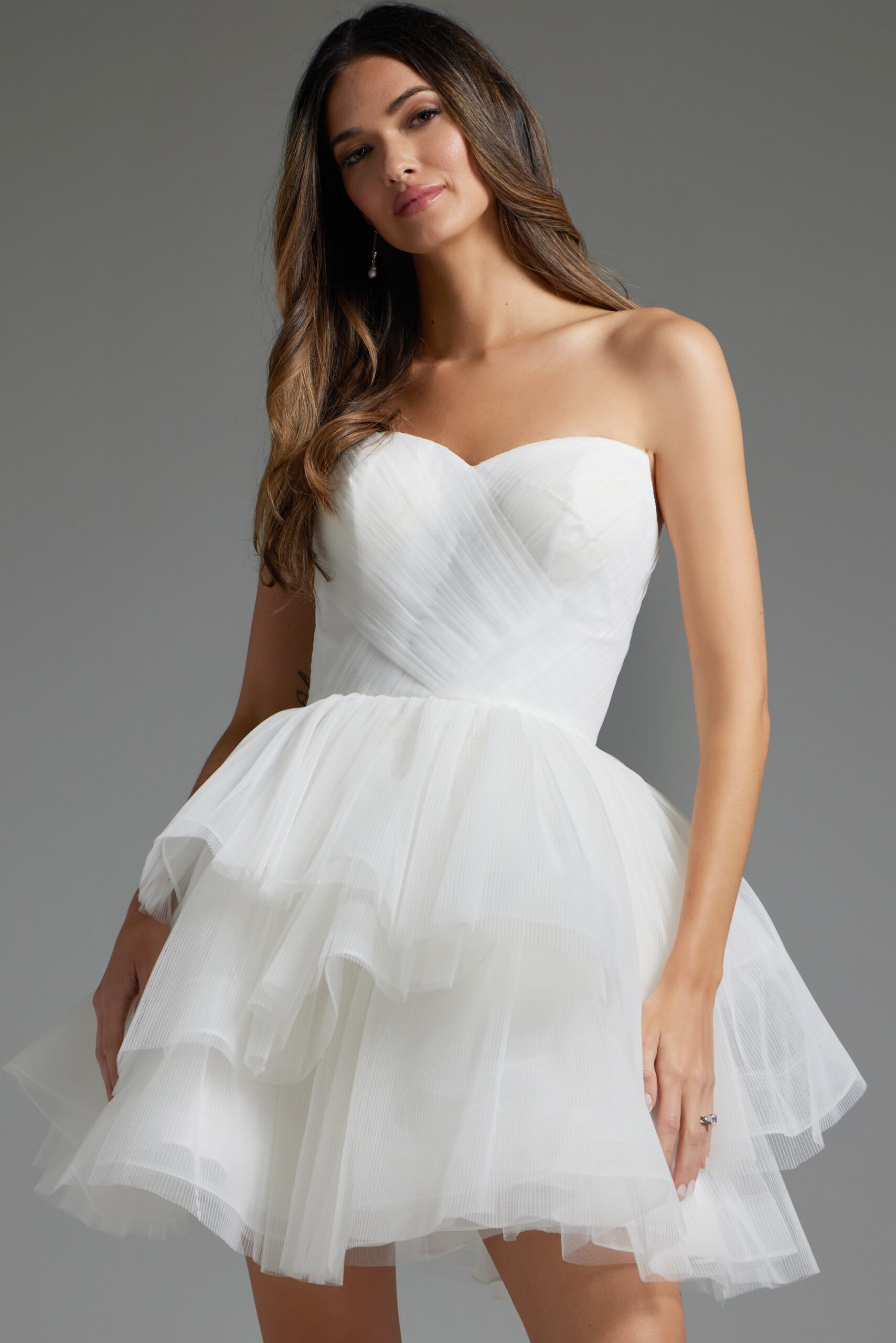 Cocktail Dresses Homecoming Short A Line Ruffled Cocktail Dress Off White