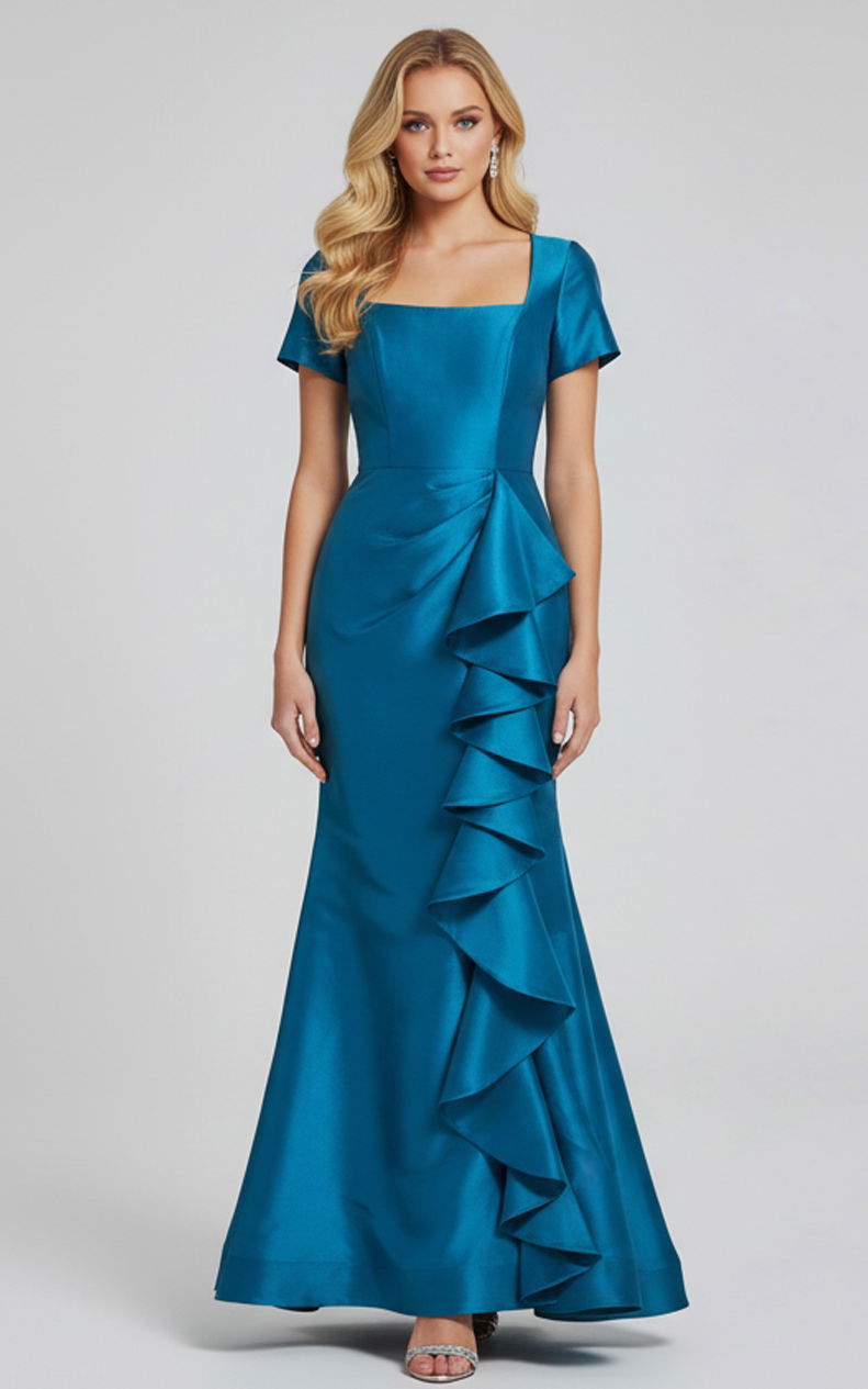 Mother of the Bride Dresses Long Ruffle Mermaid Formal Mother of the Bride Dress Jovani 41128 Peacock