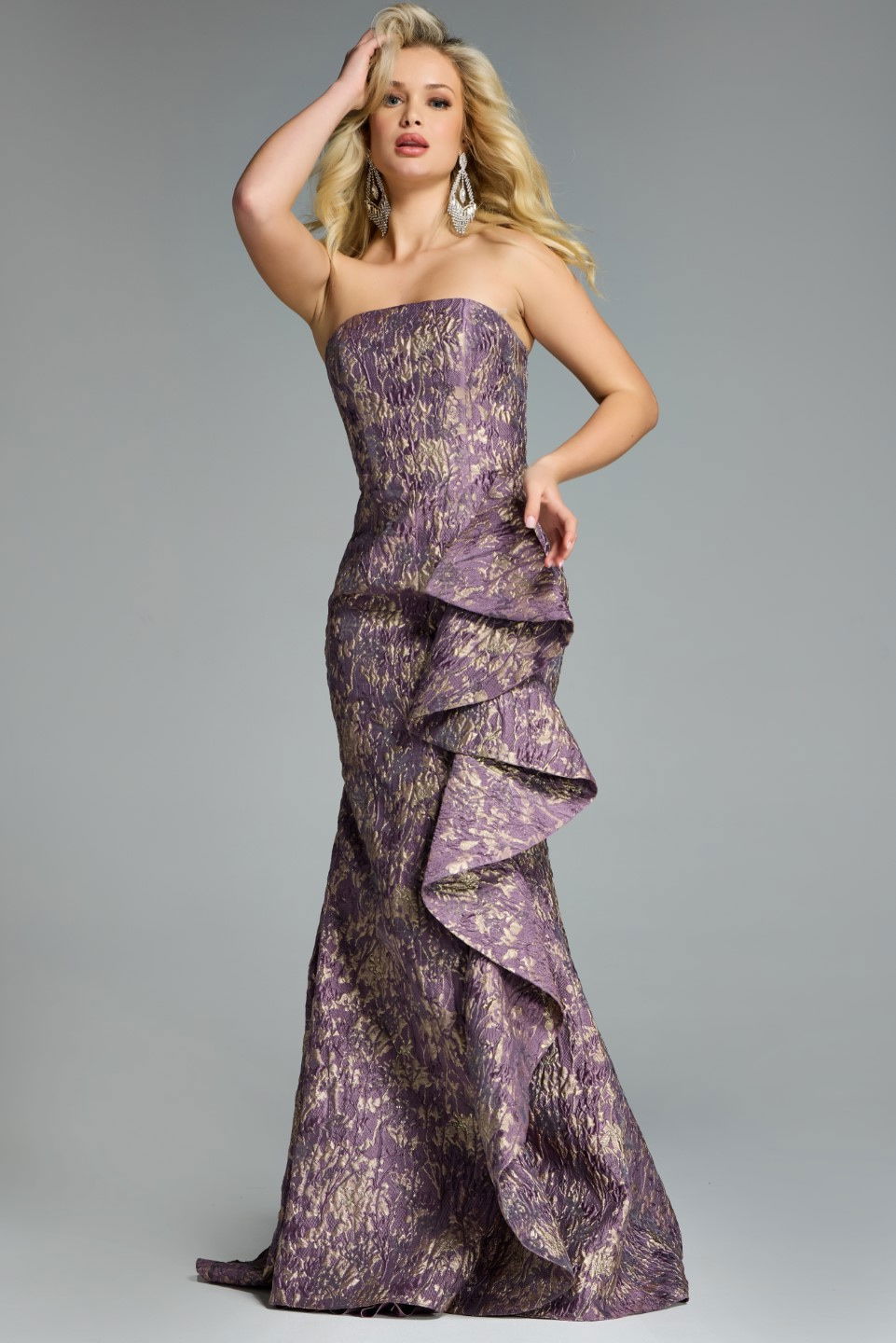 Prom Dresses A Line Long Formal Ruffle Evening Prom Dress Jovani 41134 Purple