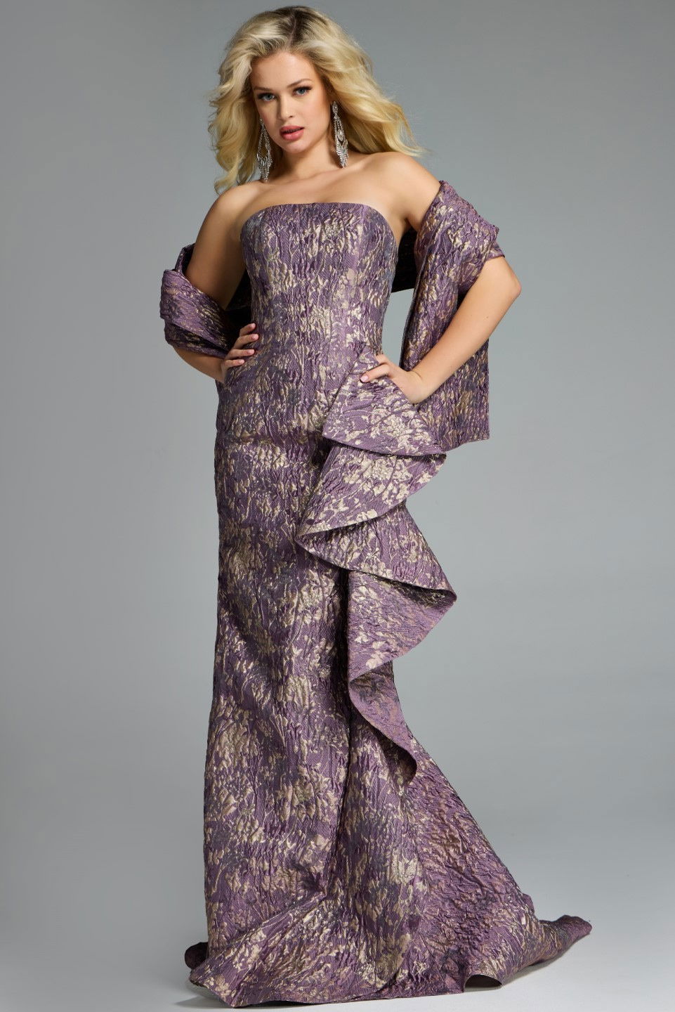 Prom Dresses A Line Long Formal Ruffle Evening Prom Dress Jovani 41134 Purple