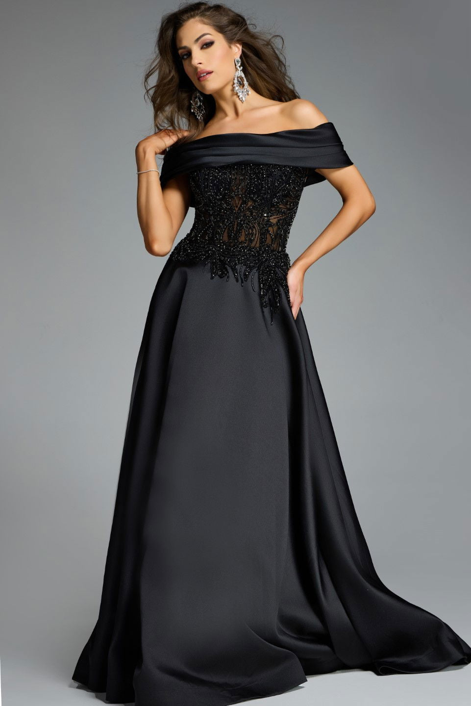 Prom Dresses Long Formal A Line Beaded Evening Prom Dress Jovani 41198 Black