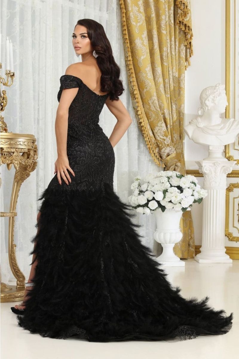 Off-the-Shoulder Floor-Length with Train Lace Prom Mermaid/Trumpet May Queen RQ8093