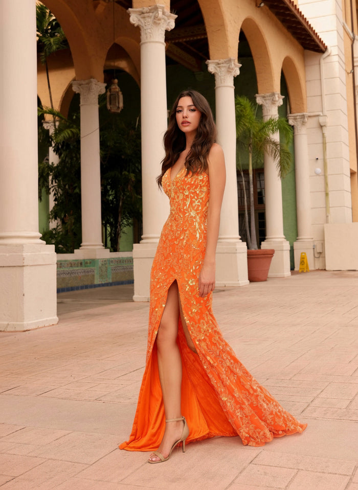 Prom Dresses Long Formal Prom Sequin Dress Orange