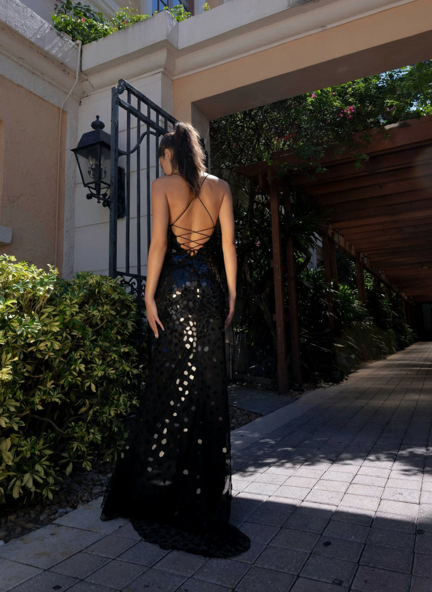 Prom Dresses Long Formal Cut Glass Prom Dress Black