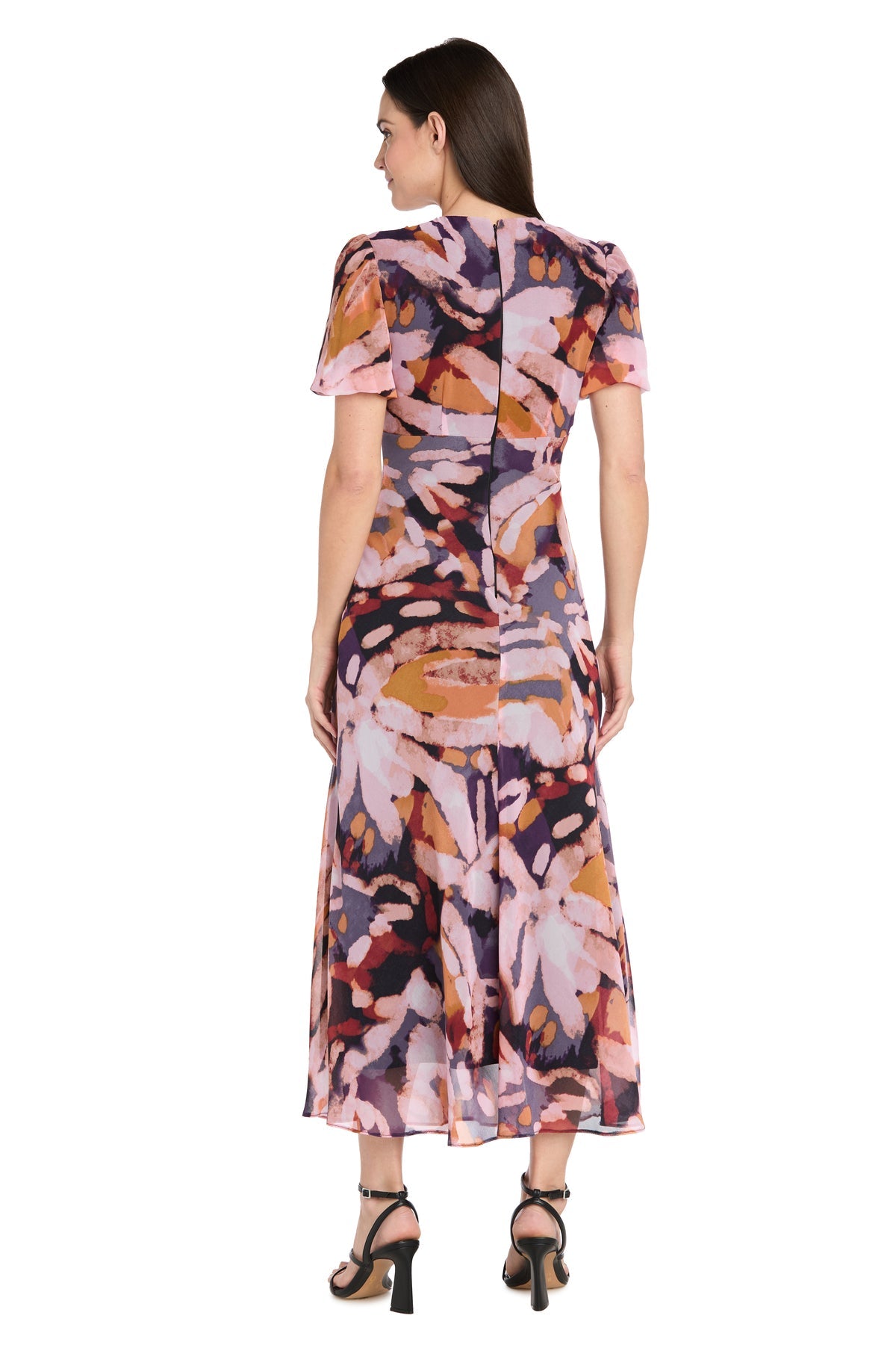 Cocktail Dresses Formal Cocktail Tea Length Dress R&M Richards 4161 Black/Multi