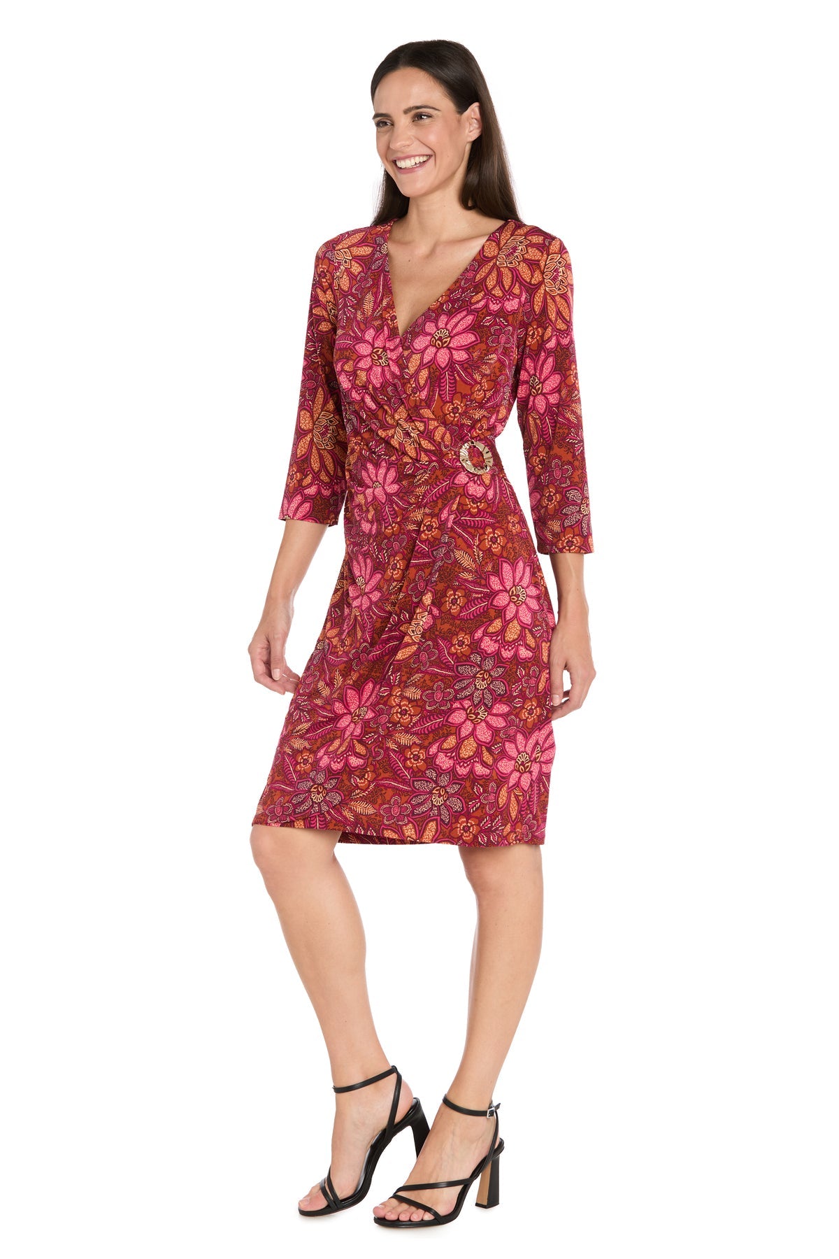 Cocktail Dresses Floral Print Formal Cocktail Short Dress R&M Richards 4171 Red