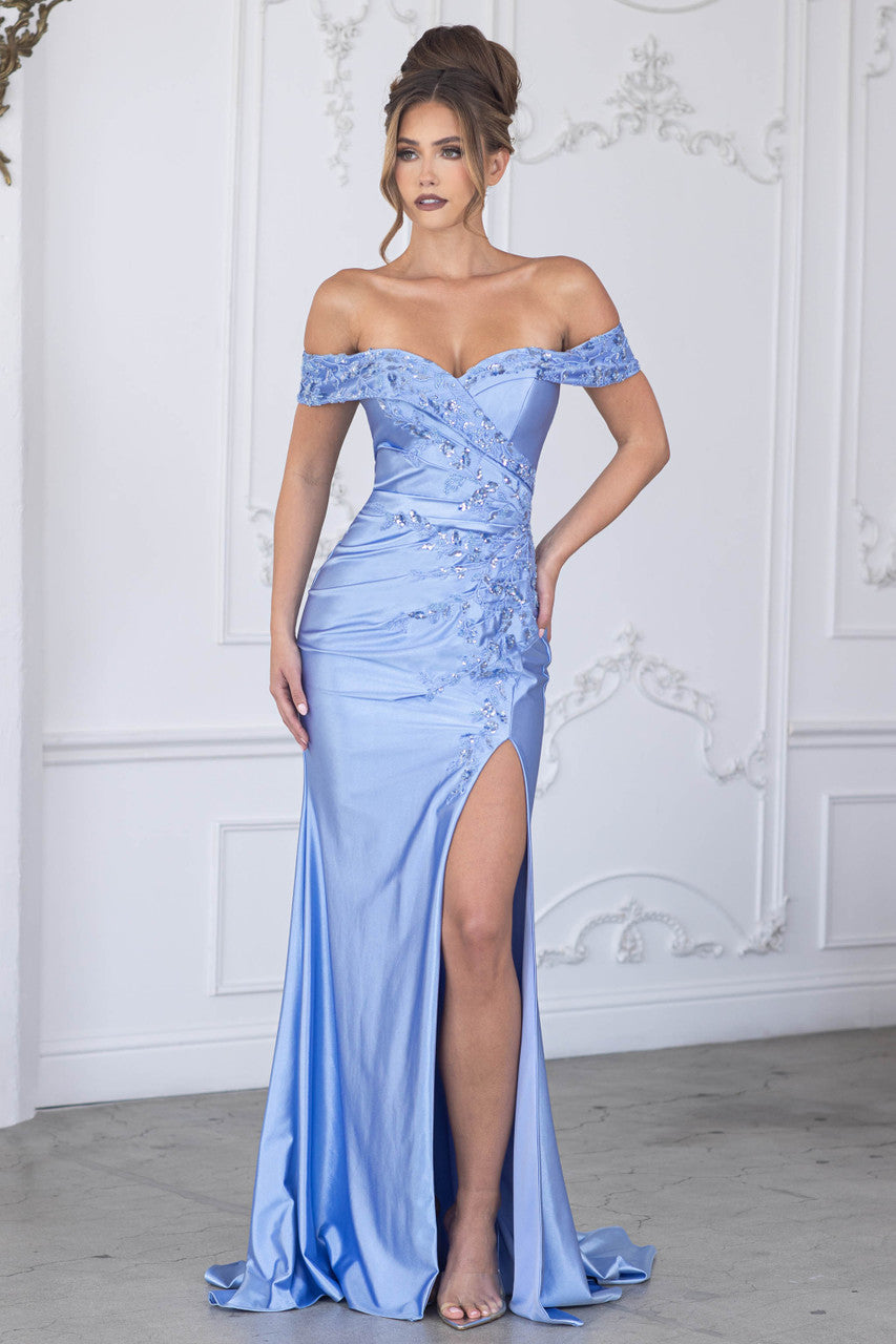 Prom Dresses Formal Beaded Prom Long Fitted Dress Lenovia 8353 Perry Blue