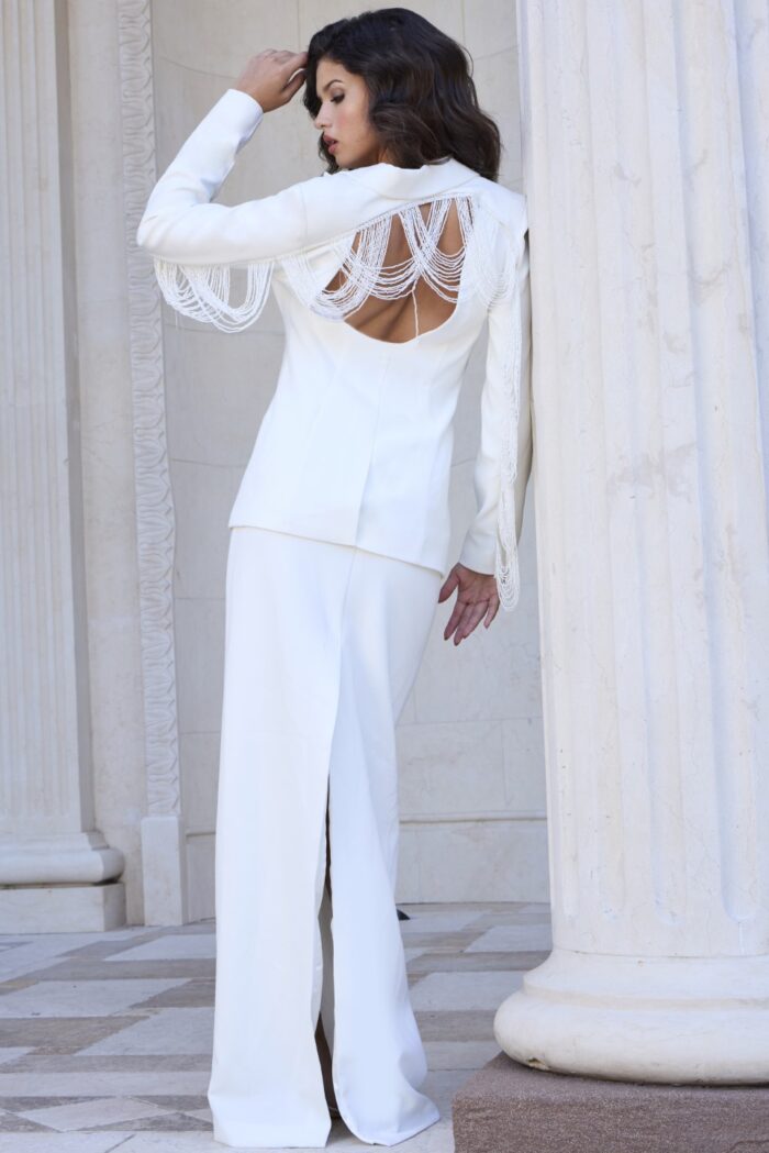 Formal Dresses Long Beaded Gown Jacket Formal Dress Ivory