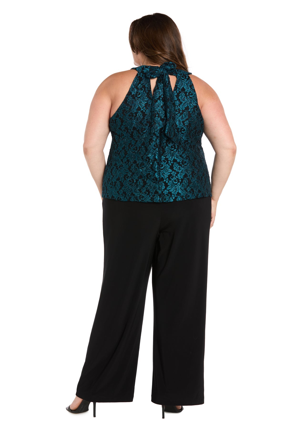 Jumpsuit Long Glitter Lace Formal Plus Size Jumpsuit Teal/Black