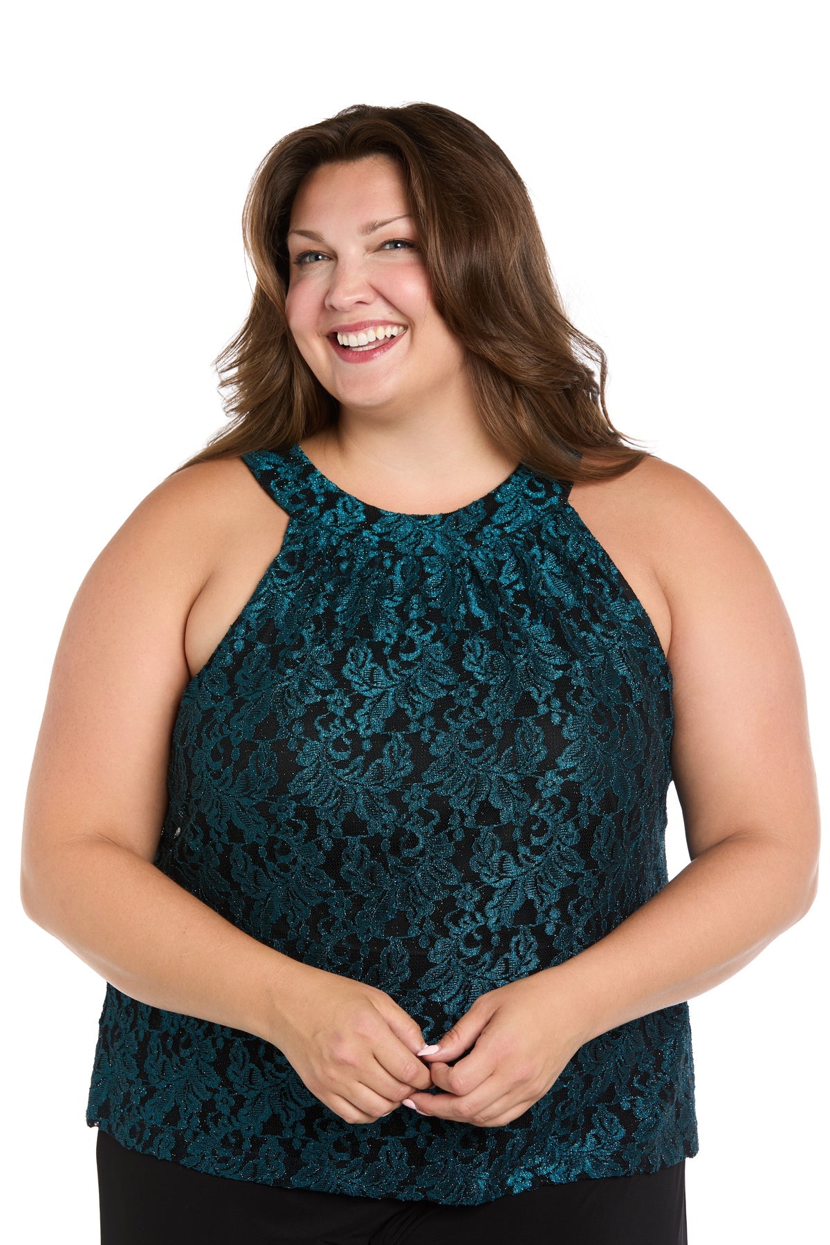 Jumpsuit Long Glitter Lace Formal Plus Size Jumpsuit Teal/Black
