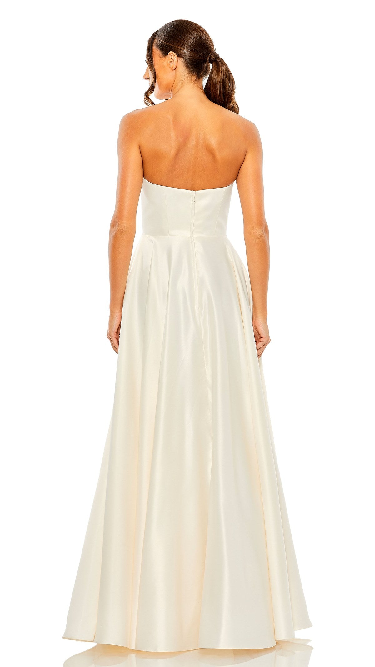 Mac Duggal style 42134 in Cream Black, back view