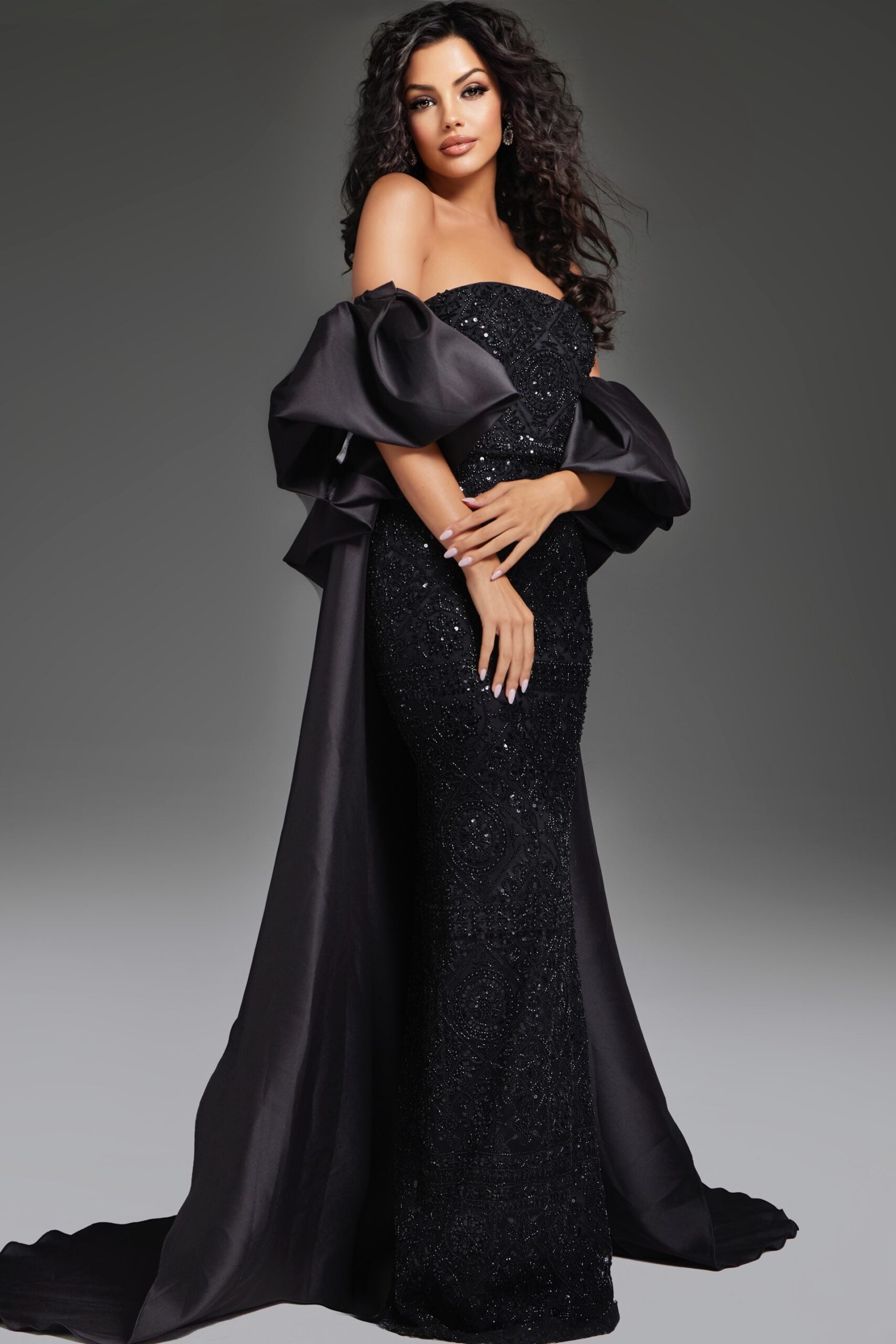 Prom Dresses Long Fitted Formal Beaded Evening Prom Dress Black