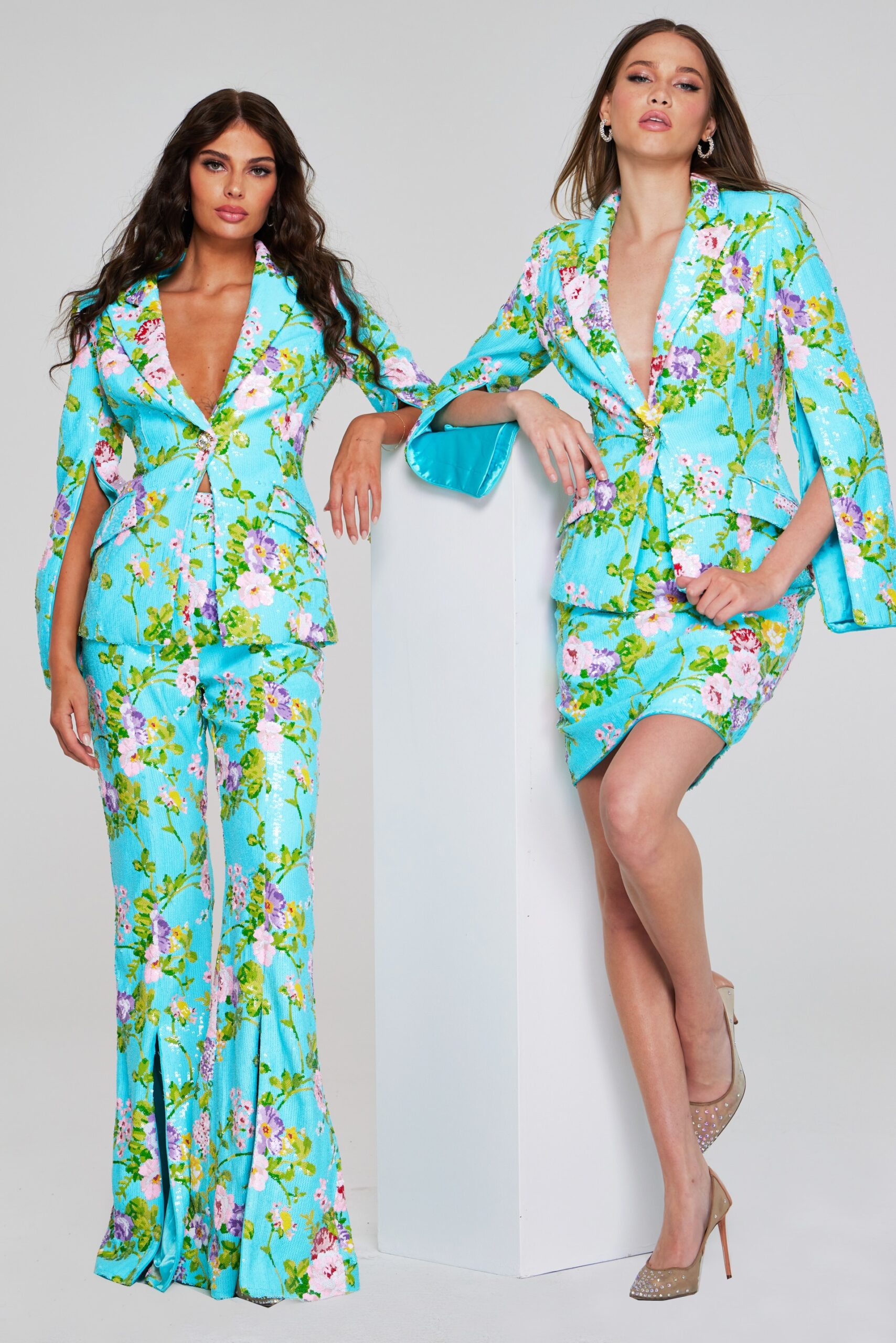 Pant Suit Formal Long Floral Print Pant Suit Multi