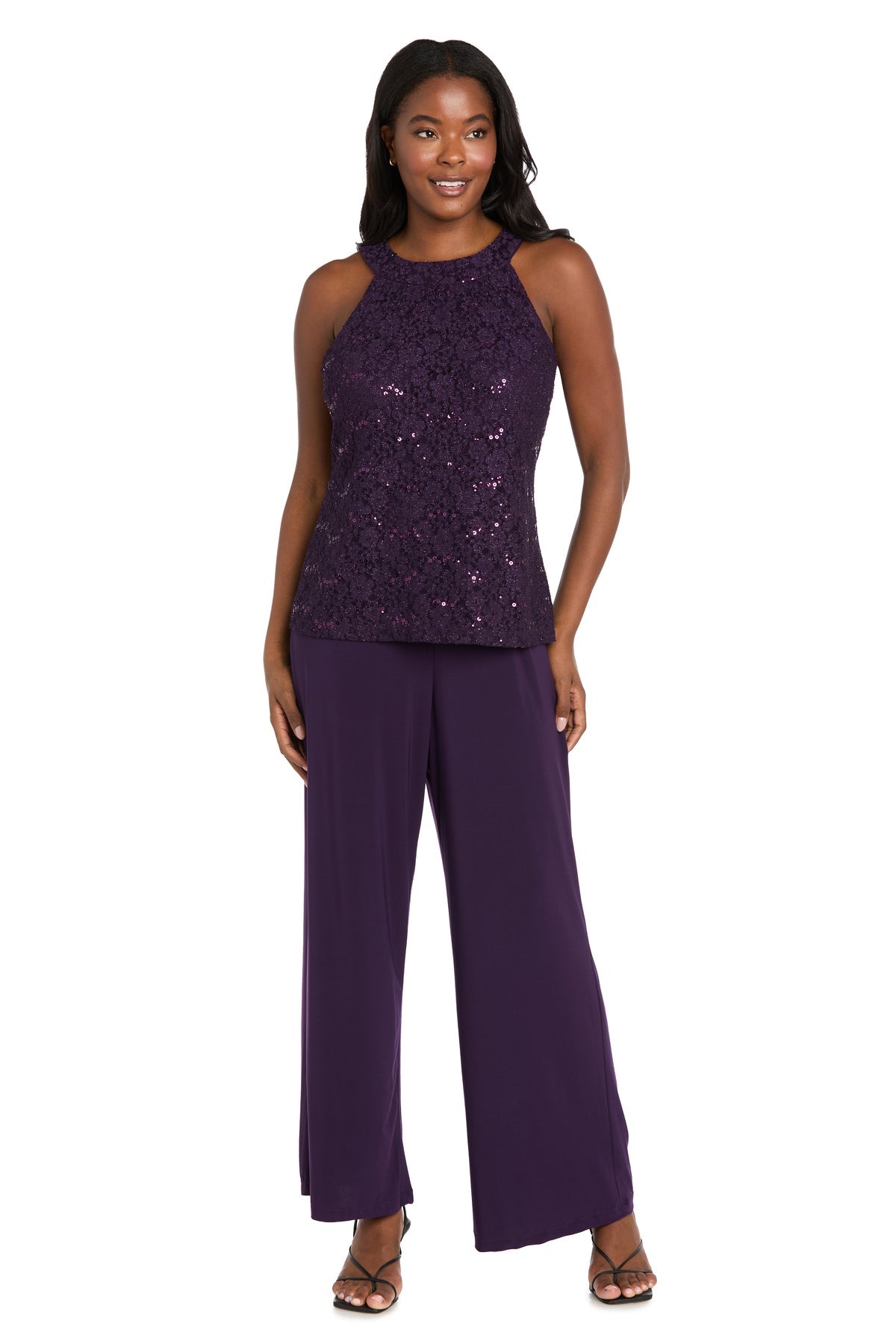 Jumpsuit Glitter Formal Long Jumpsuit Aubergine