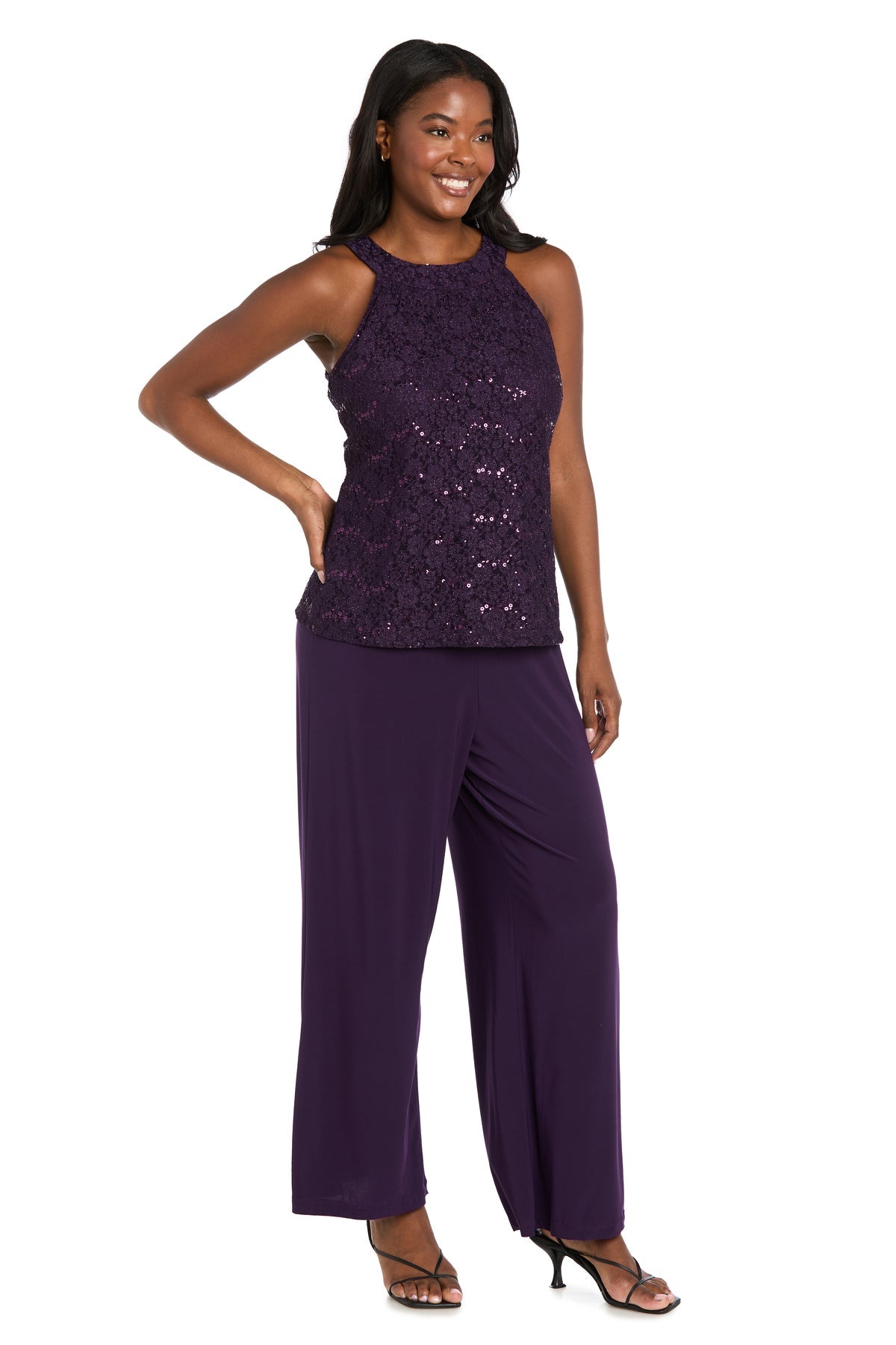 Jumpsuit Glitter Formal Long Jumpsuit Aubergine