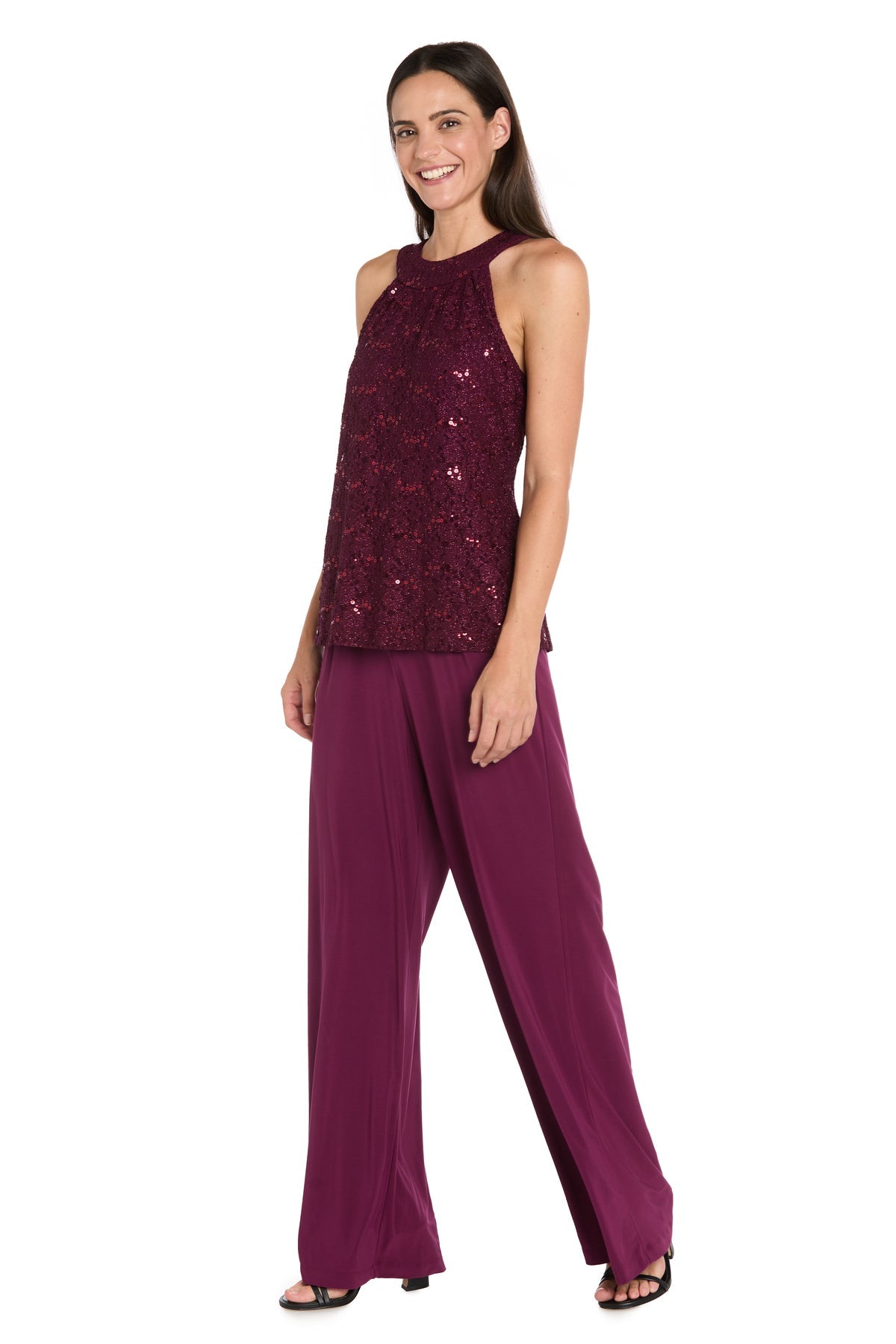 Jumpsuit Glitter Formal Long Jumpsuit Wine