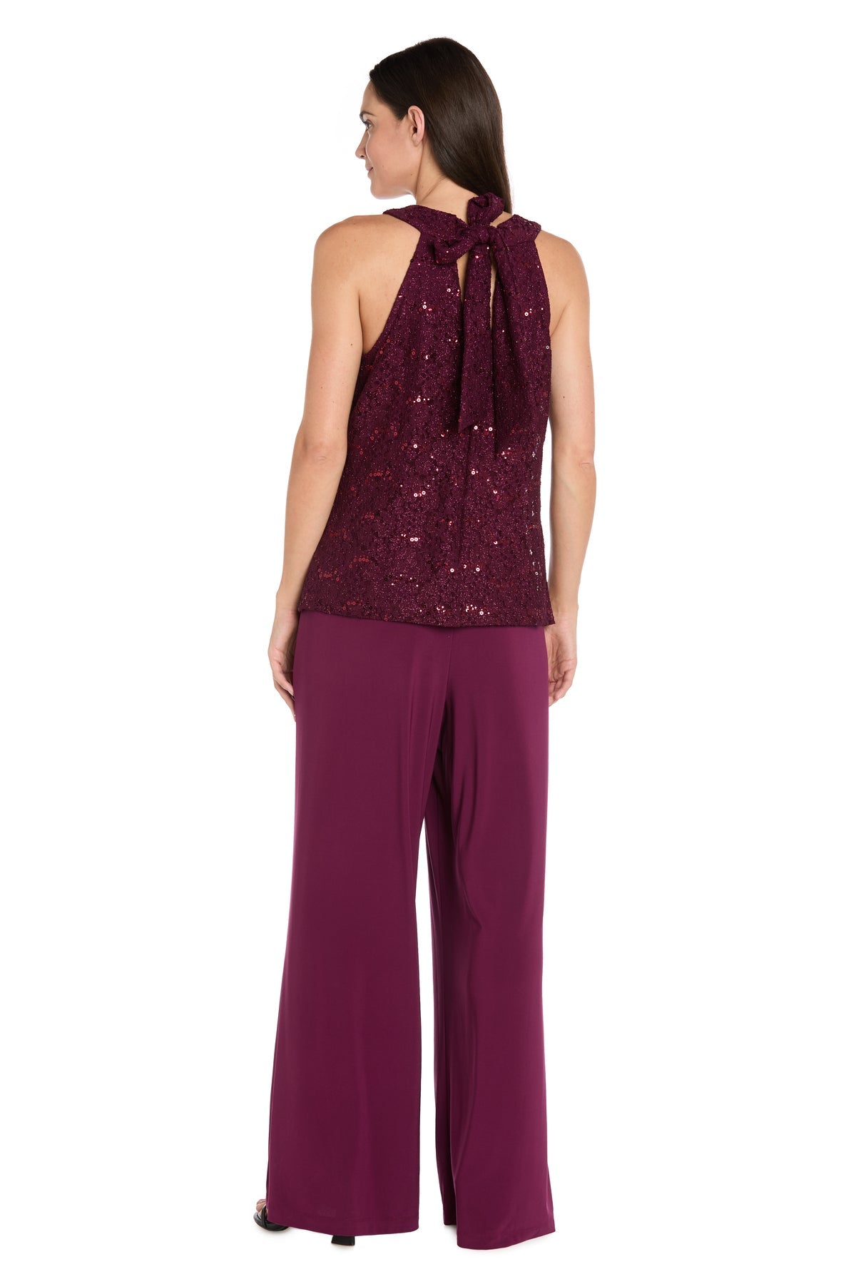Jumpsuit Glitter Formal Long Jumpsuit Wine