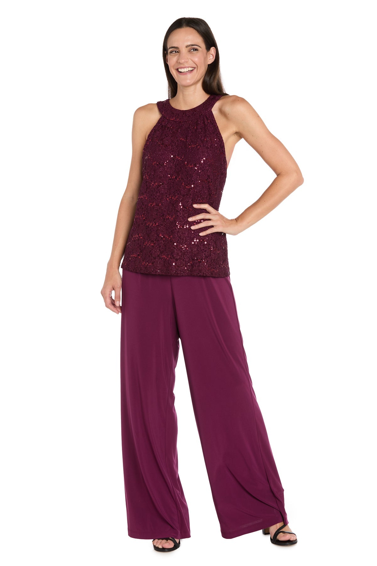 Jumpsuit Glitter Formal Long Jumpsuit Wine