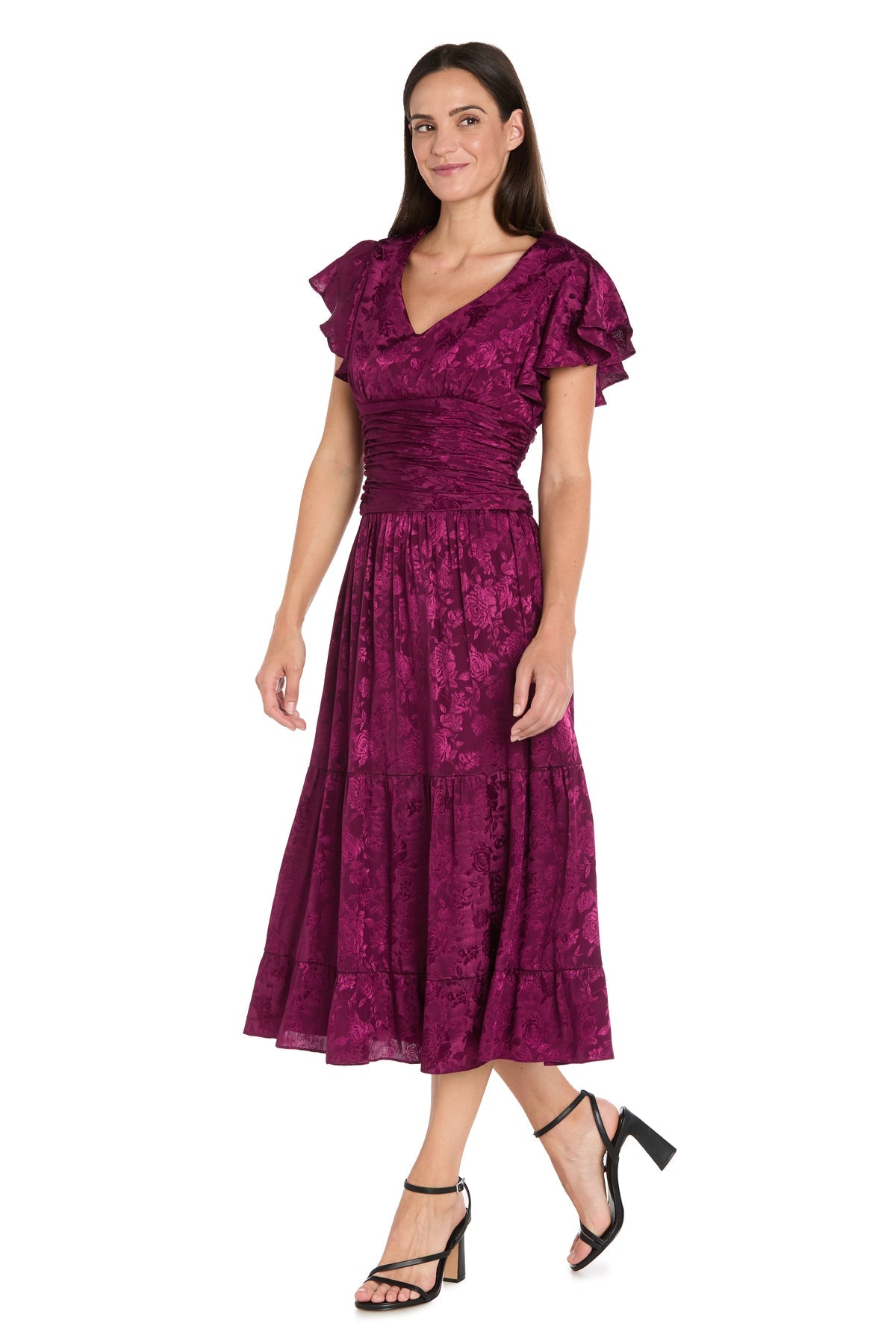 Cocktail Dresses Midi A Line Short Cocktail Dress R&M Richards 4222 Sangria