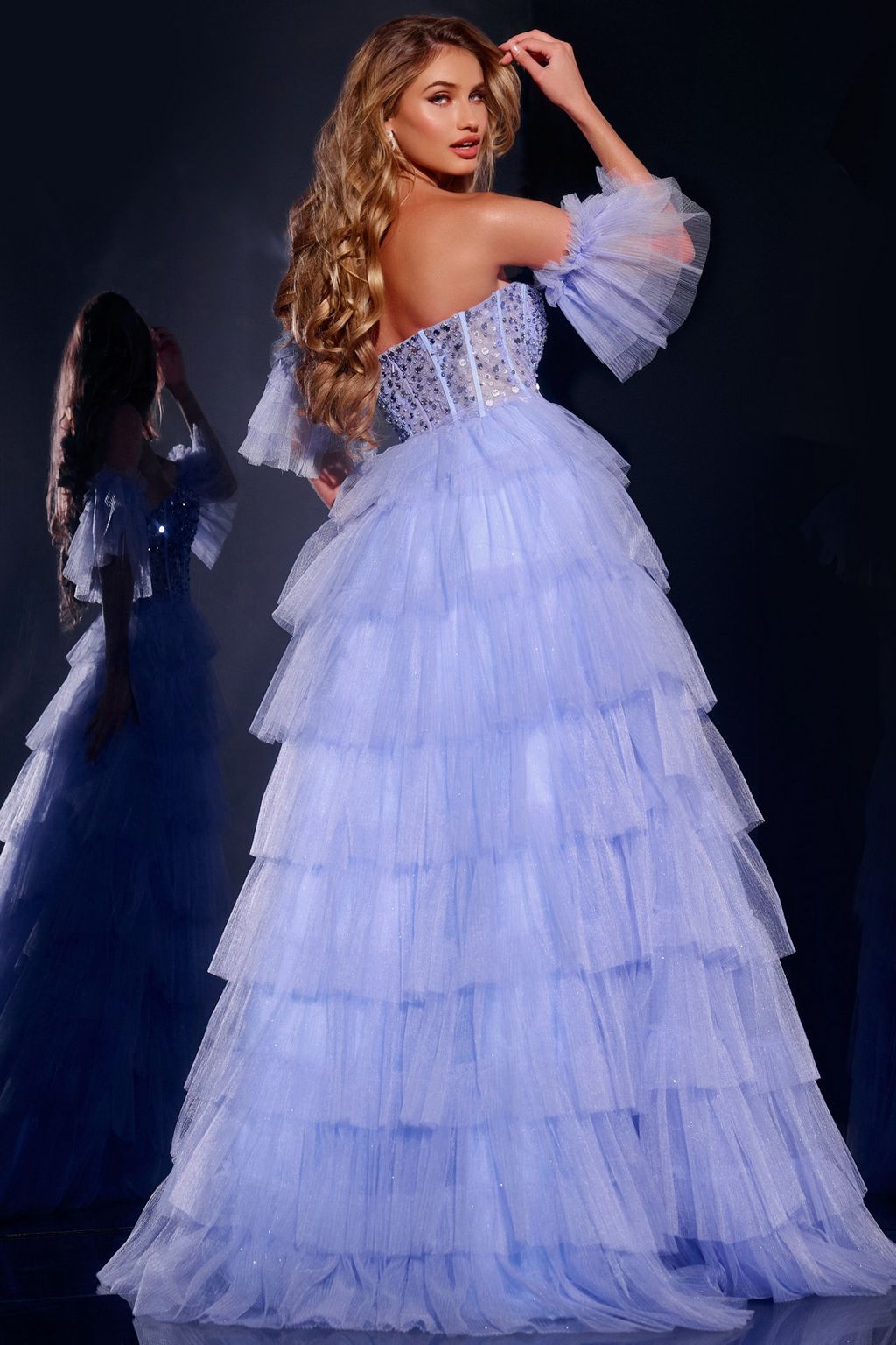 Prom Dresses Long Ball Gown Beaded Corset Prom Dress Blue