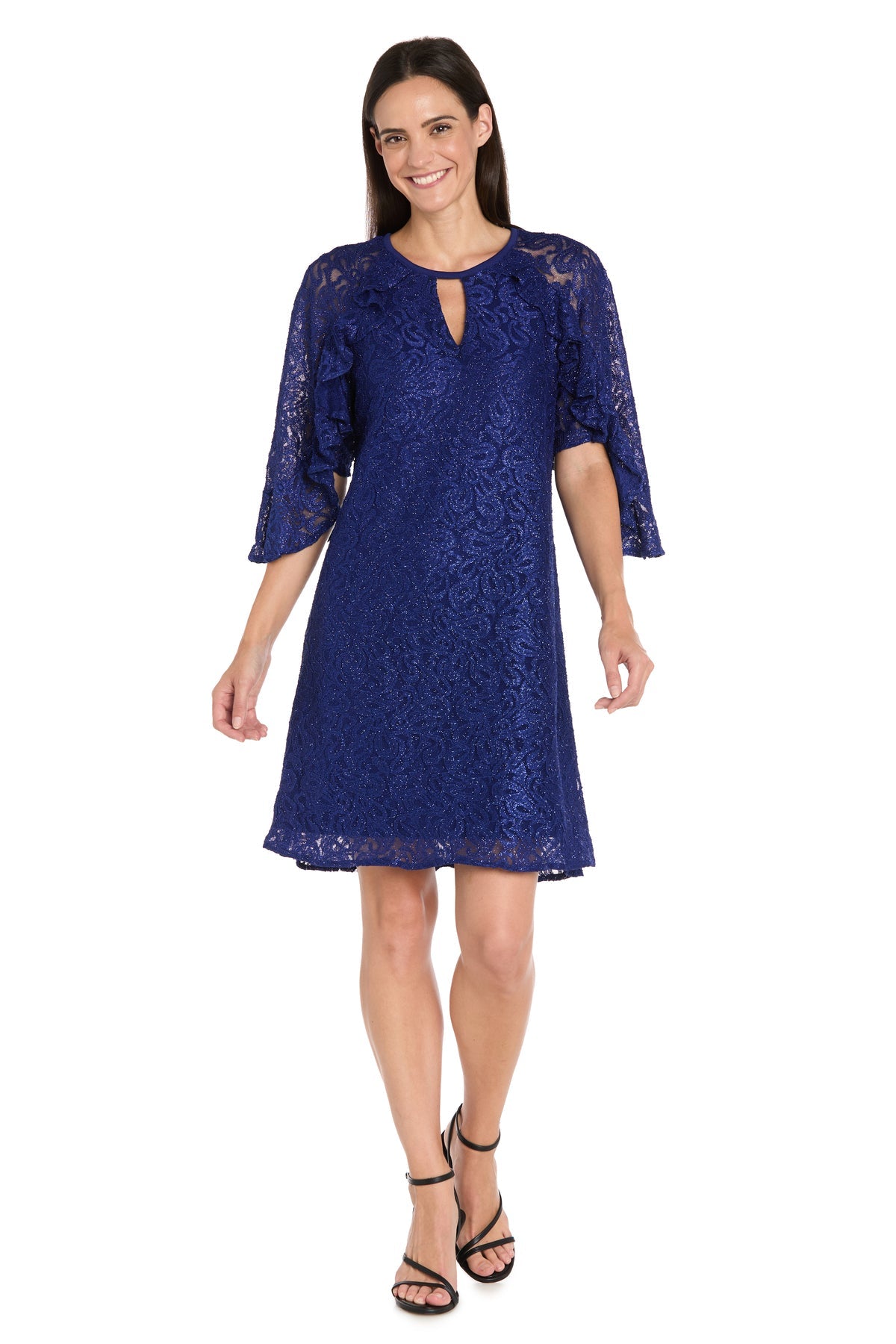Cocktail Dresses Ruffle Short Glitter Cocktail Dress Indigo