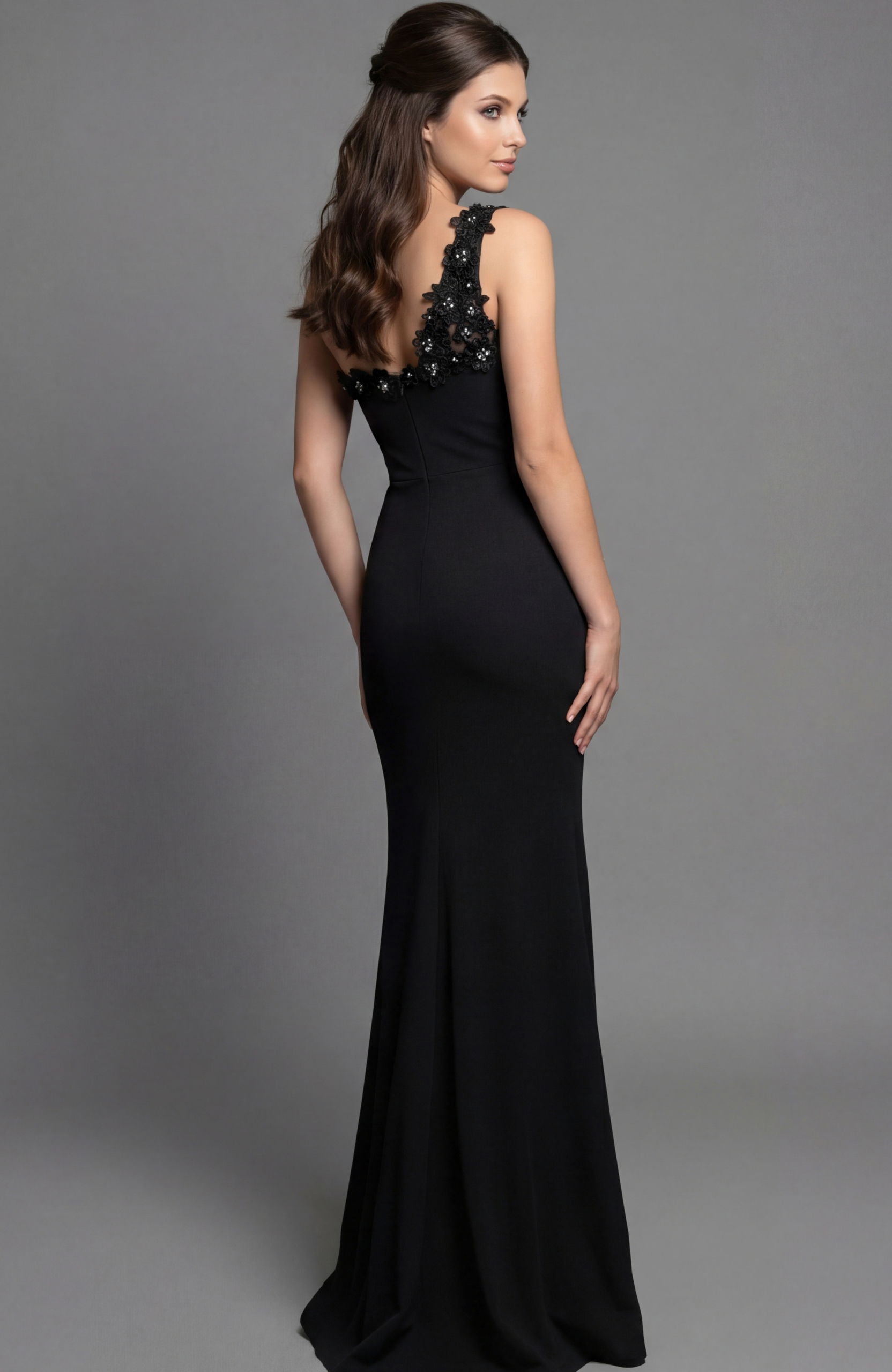 Prom Dresses Long Formal Floral Applique Prom Dress Jovani 42285 Black