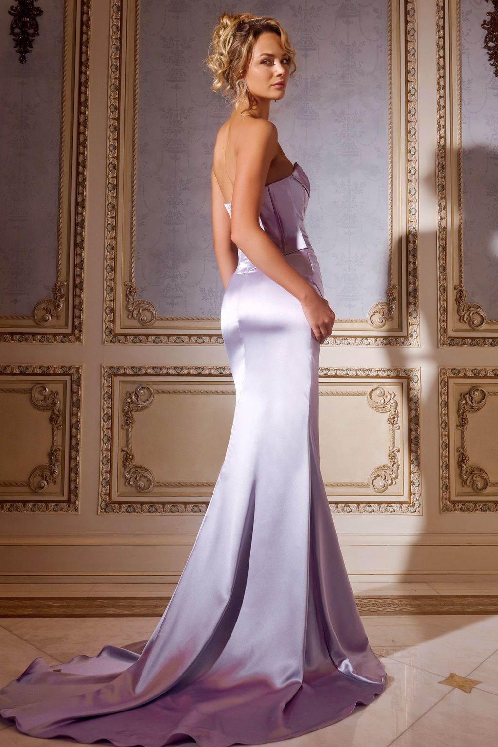 Prom Dresses Long Formal Fitted Corset Evening Prom Dress Silver