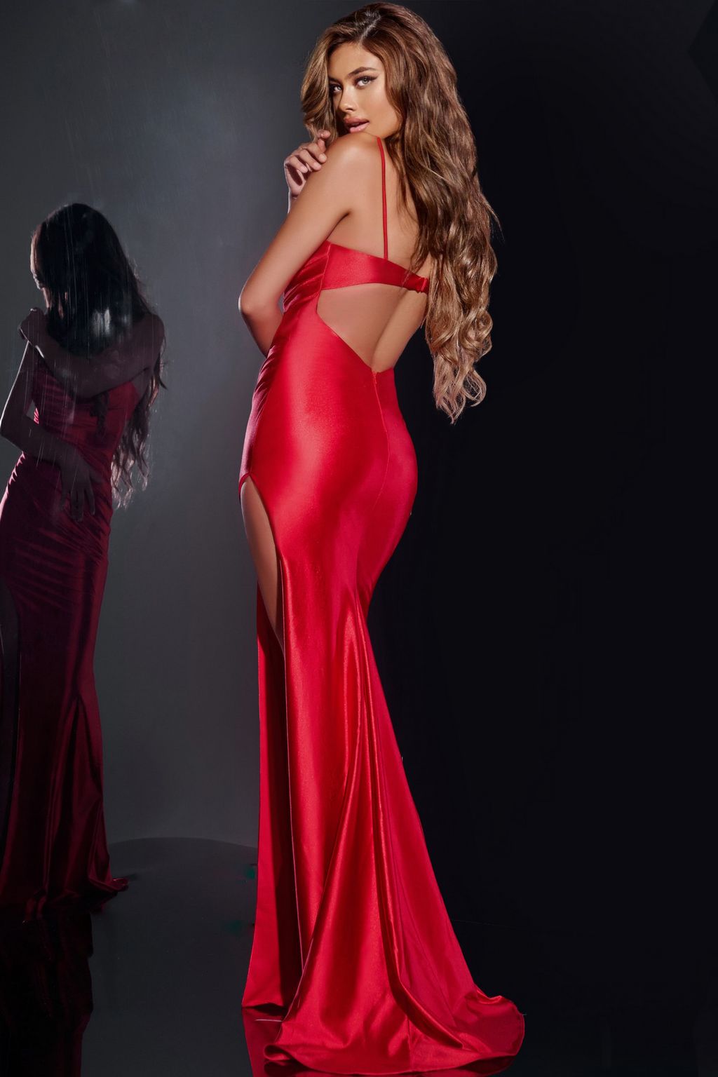 Prom Dresses Pleated Long Formal Fitted Evening Prom Dress Red