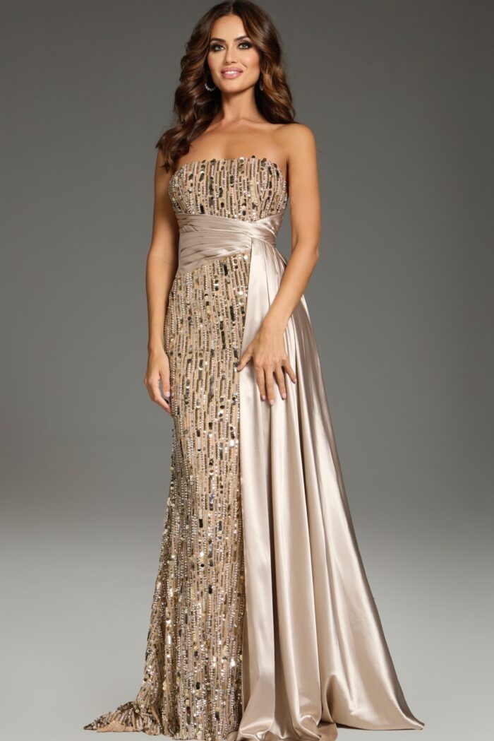 Prom Dresses Prom Long Beaded Formal Evening Dress Nude/Gold