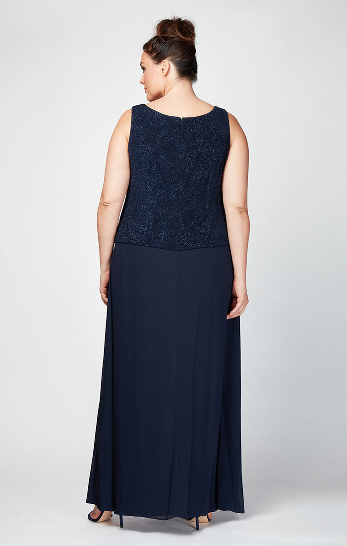 Plus Size Formal Dresses Long Glitter Plus Size Formal Jacket Dress Navy