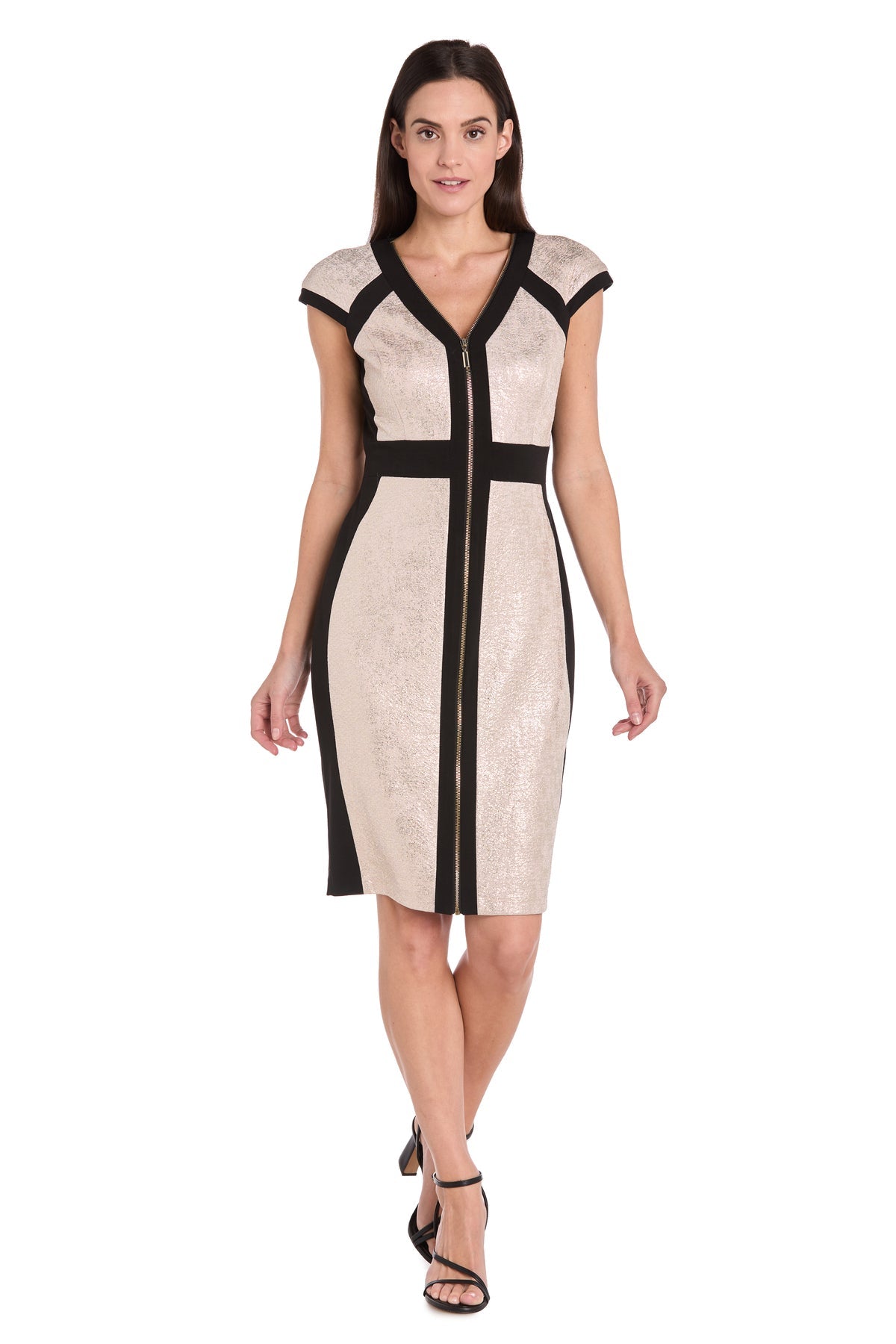 Homecoming Dresses Short Cocktail Metallic Mini Dress Champagne/Black