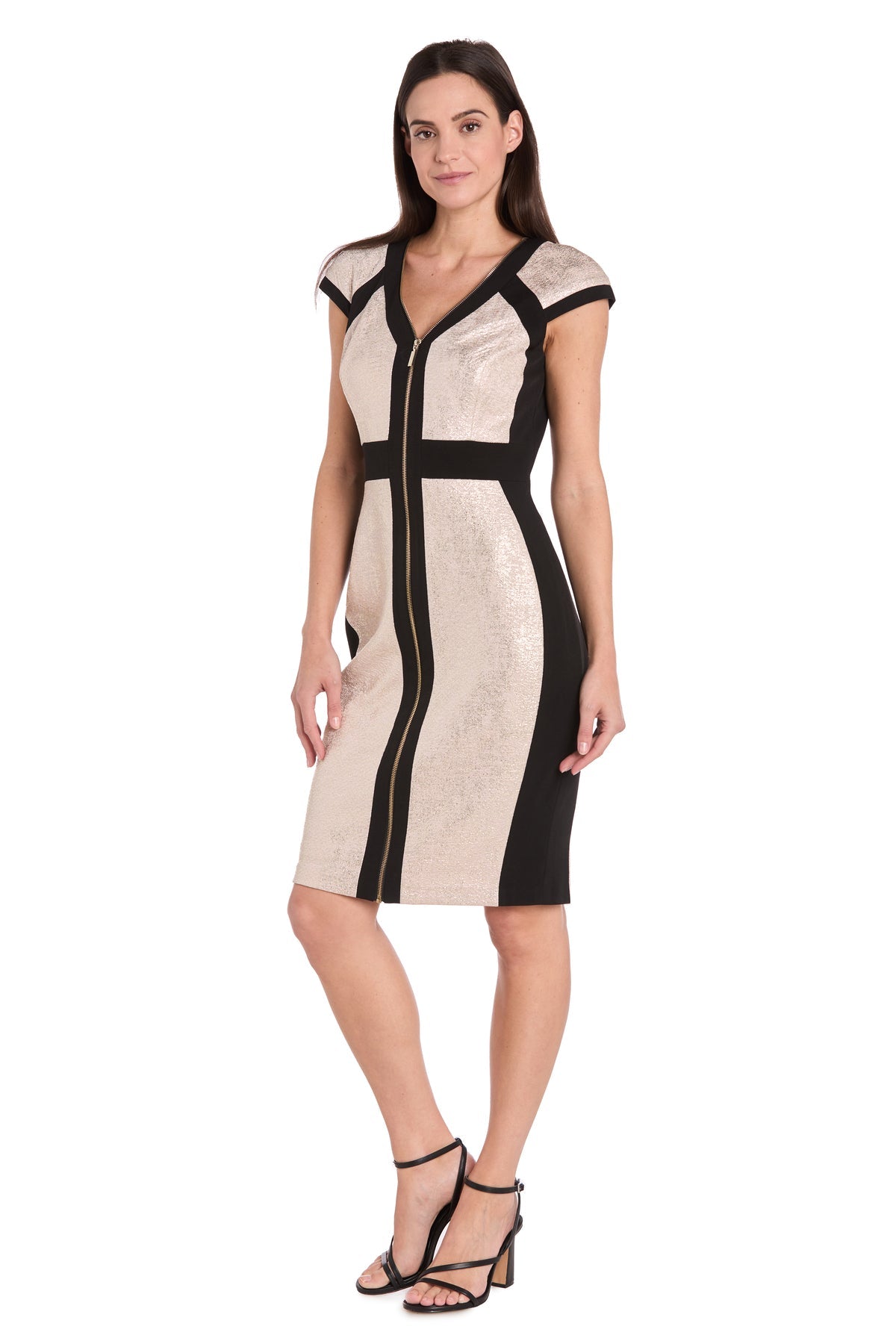 Homecoming Dresses Short Cocktail Metallic Mini Dress Champagne/Black