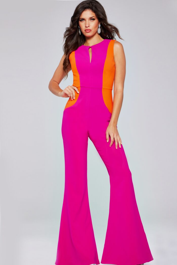 Jumpsuit Long Fit Formal High Neck Jumpsuit Fuchsia/Orange